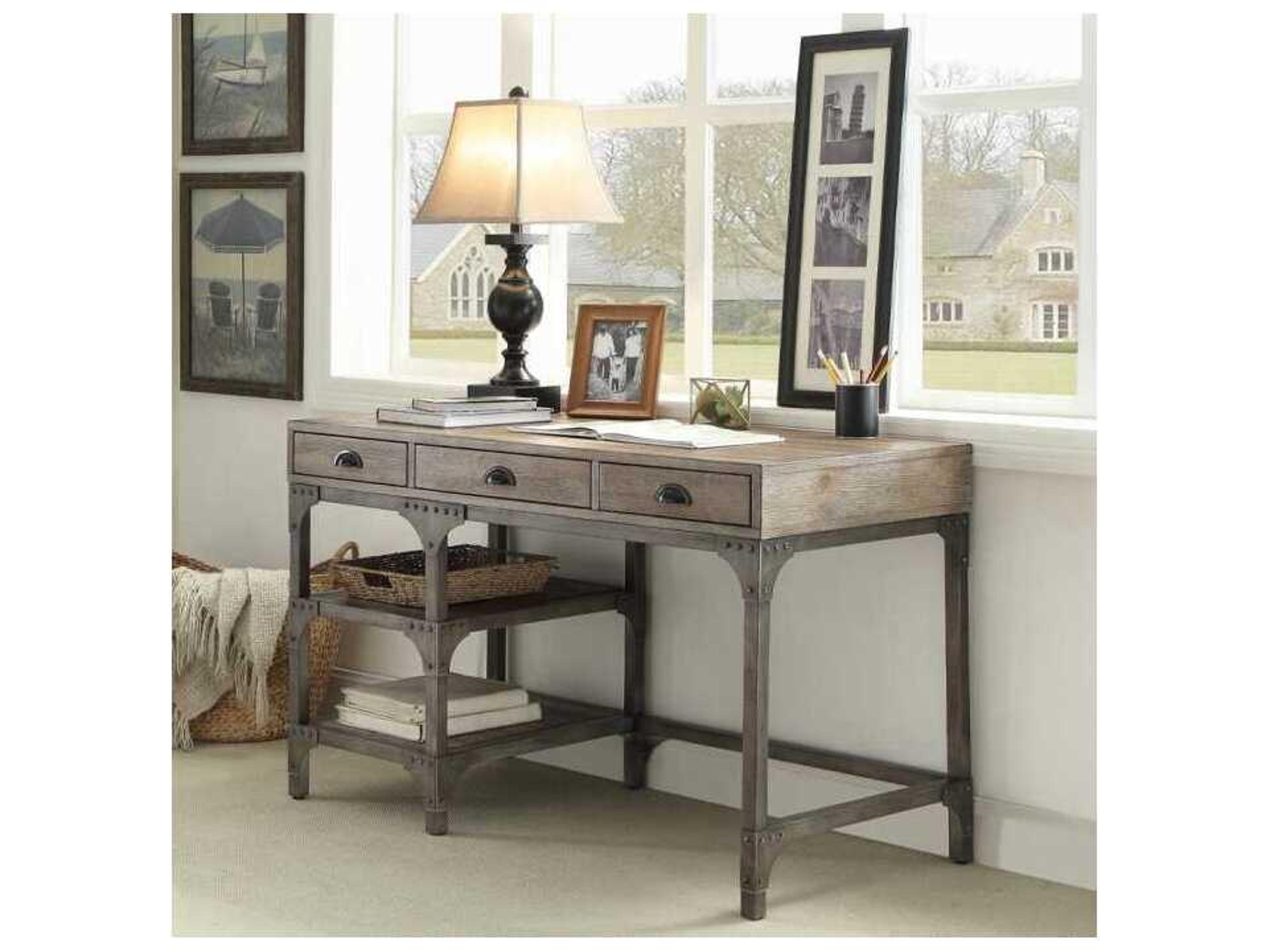 Acme Furniture Weathered Oak Antique Silver Brown Pine Wood Writing Desk