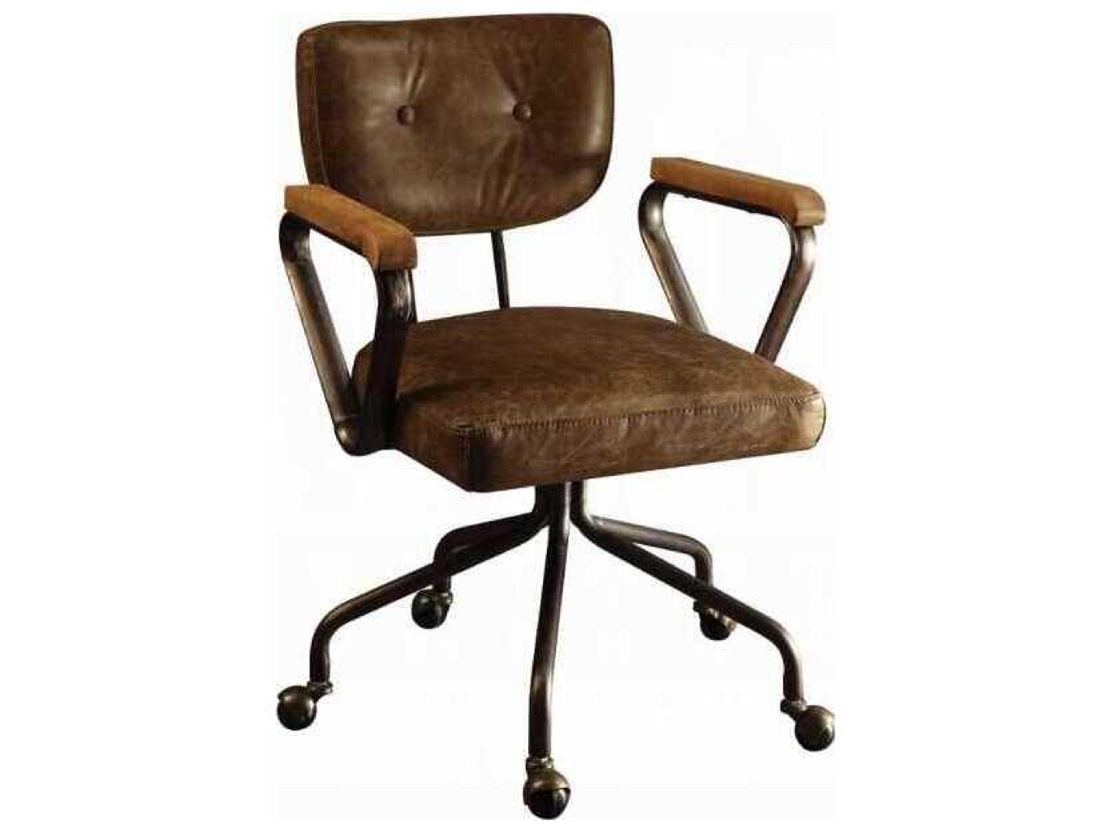 Hallie Brown Leather Swivel Tilt Task Office Chair