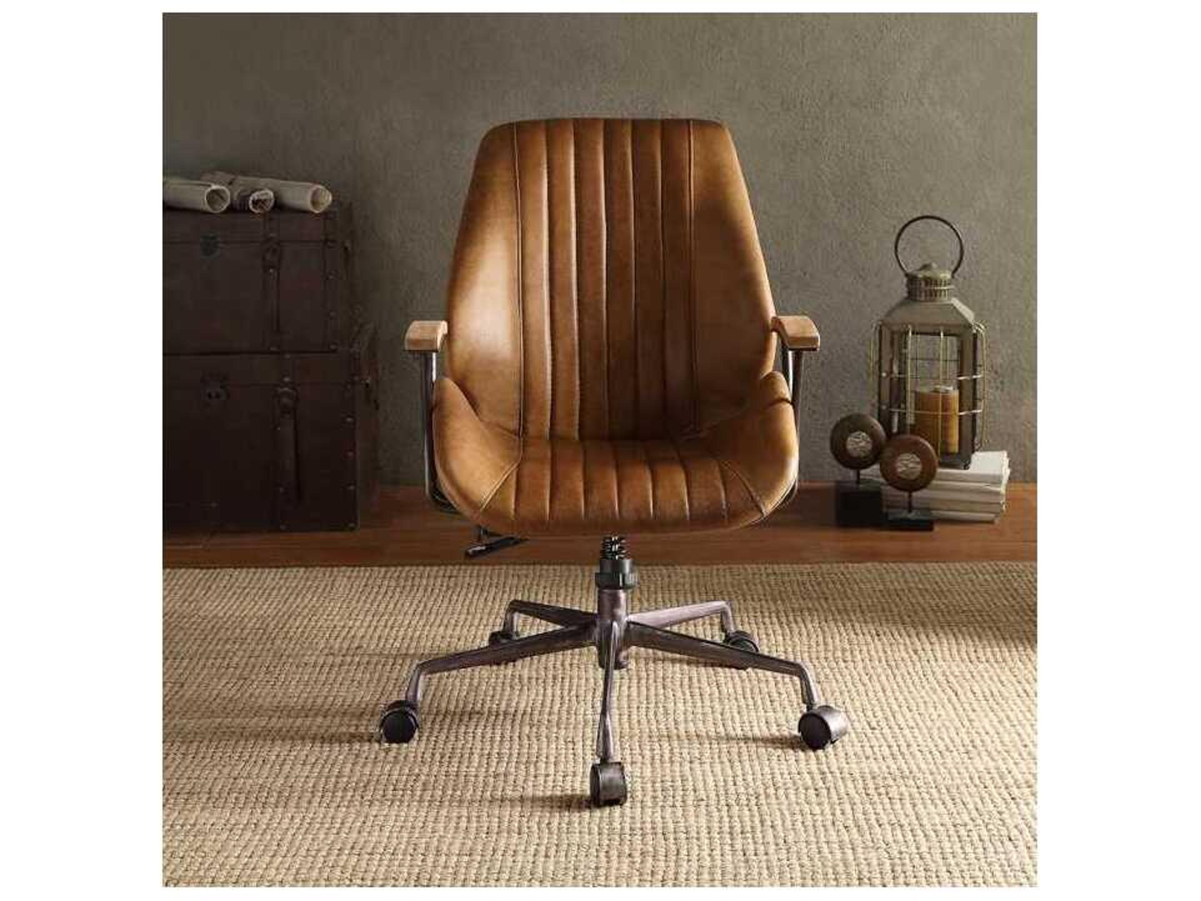 Acme Furniture Hamilton Brown Leather Adjustable Swivel Tilt Task Office Chair