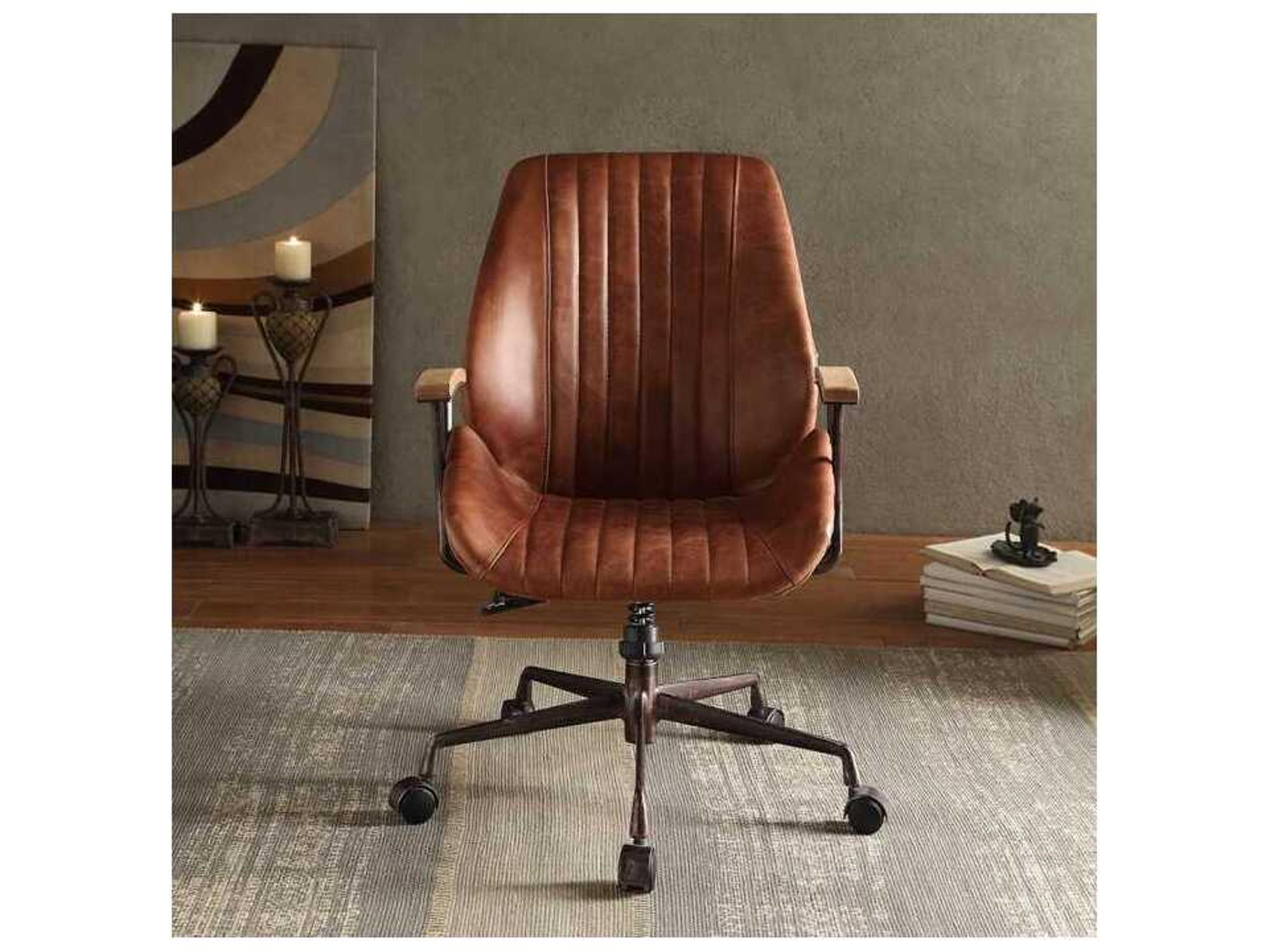 Acme Furniture Hamilton Brown Leather Adjustable Swivel Tilt Executive Desk Chair