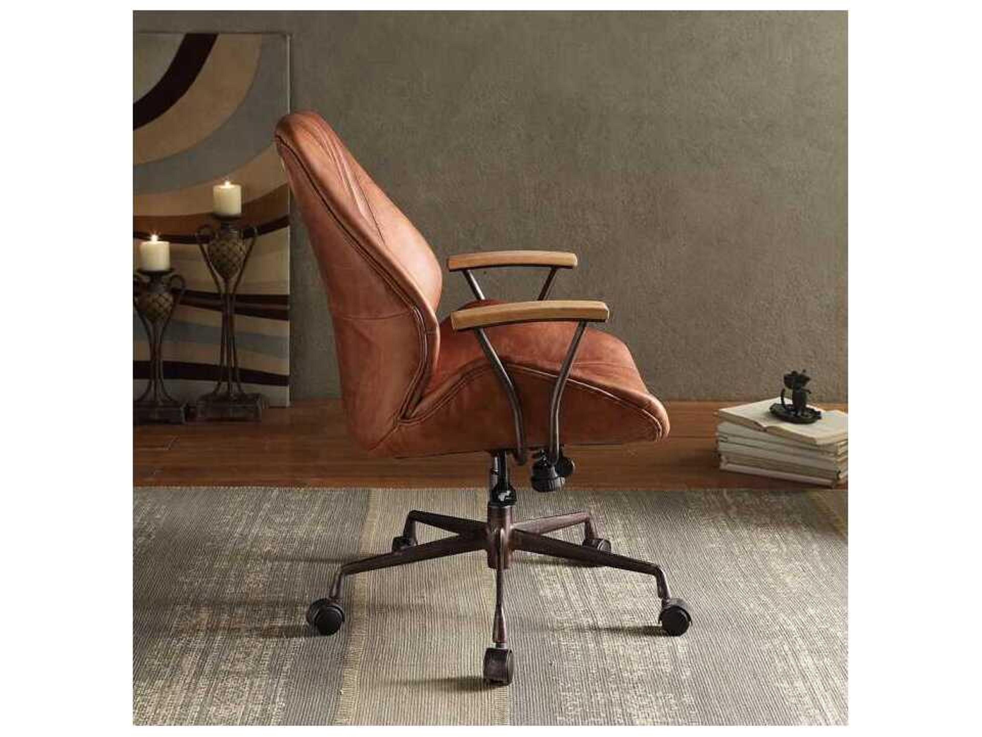 Acme Furniture Hamilton Brown Leather Adjustable Swivel Tilt Executive Desk Chair