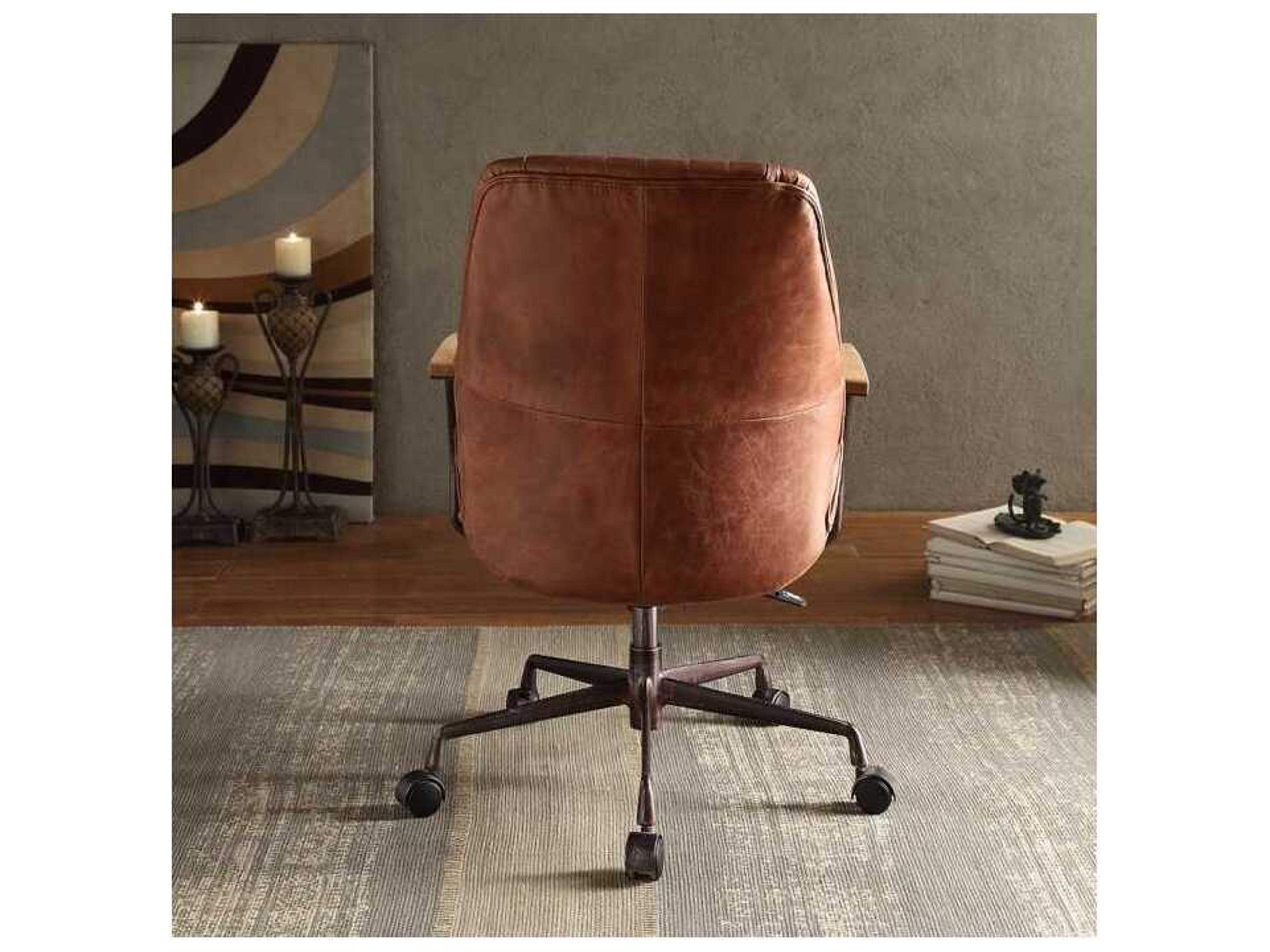 Acme Furniture Hamilton Brown Leather Adjustable Swivel Tilt Executive Desk Chair