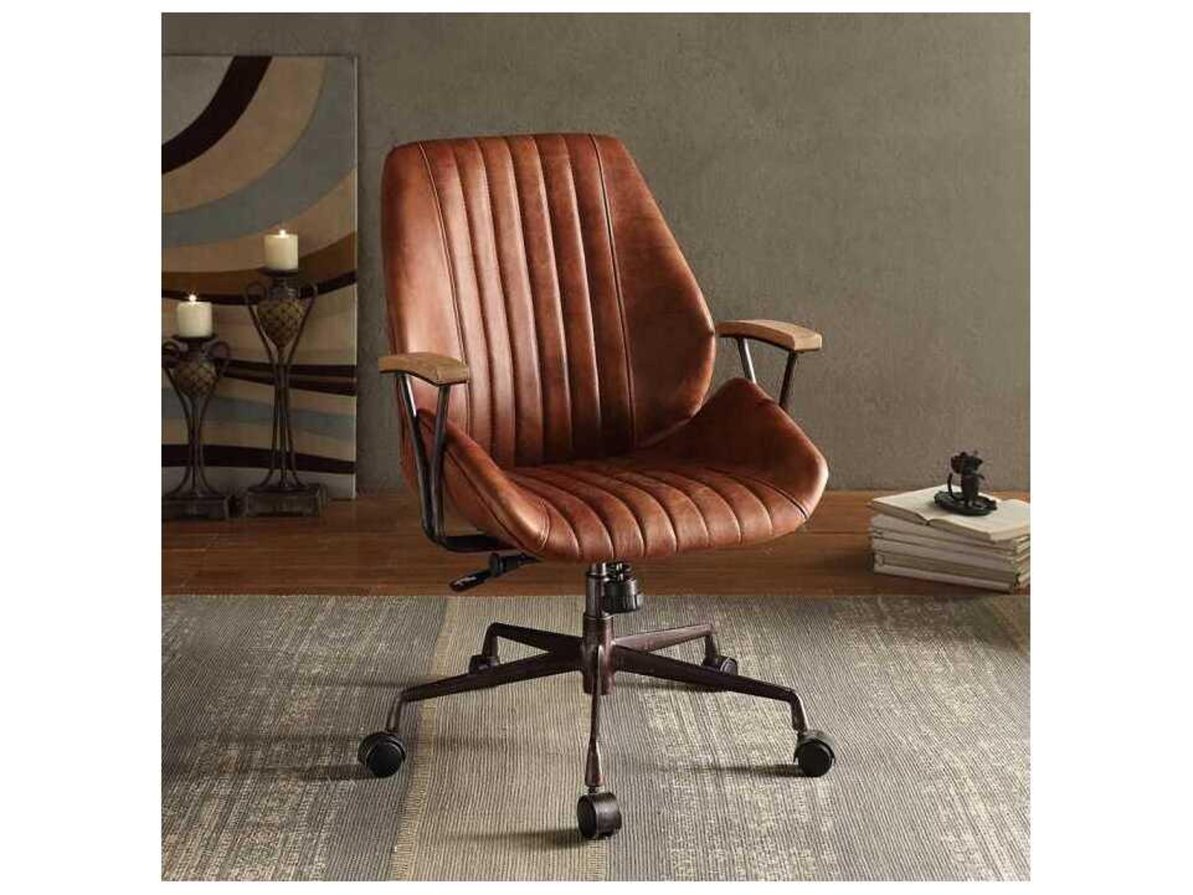 Acme Furniture Hamilton Brown Leather Adjustable Swivel Tilt Executive Desk Chair
