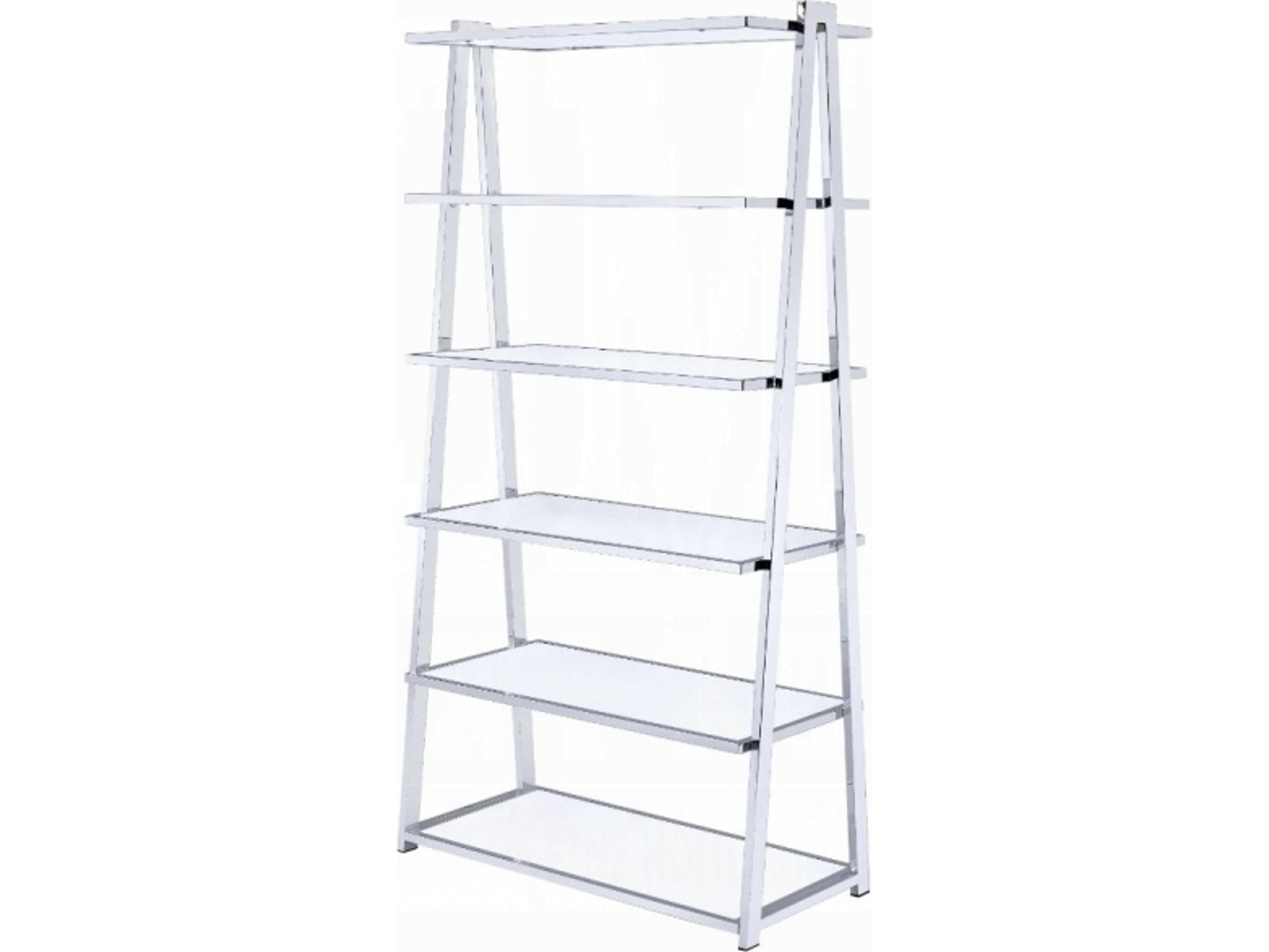Coleen White High Gloss Chrome Bookcase