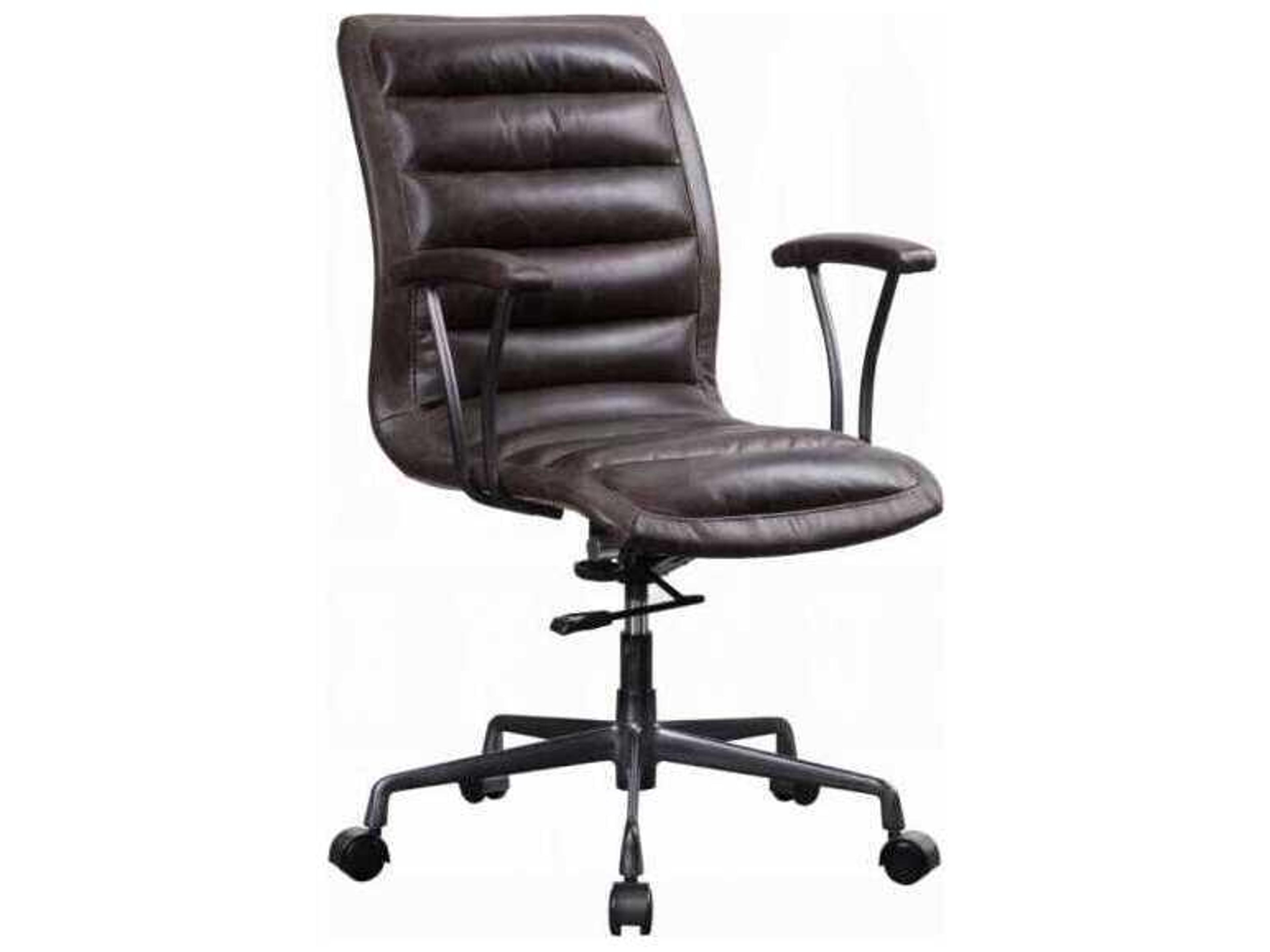 Brown Leather Adjustable Swivel Computer Office Chair