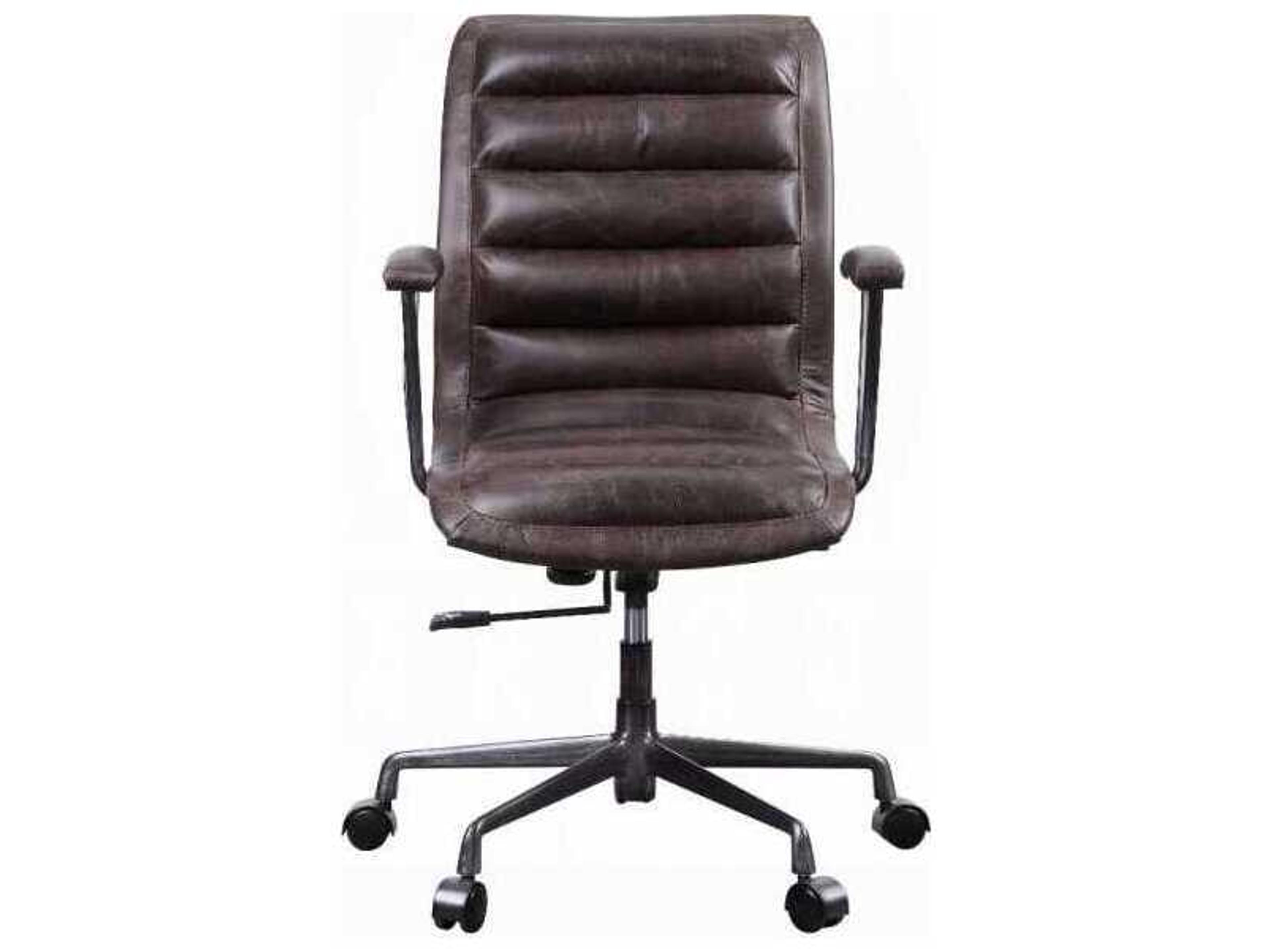 Acme Furniture Brown Leather Adjustable Swivel Computer Office Chair