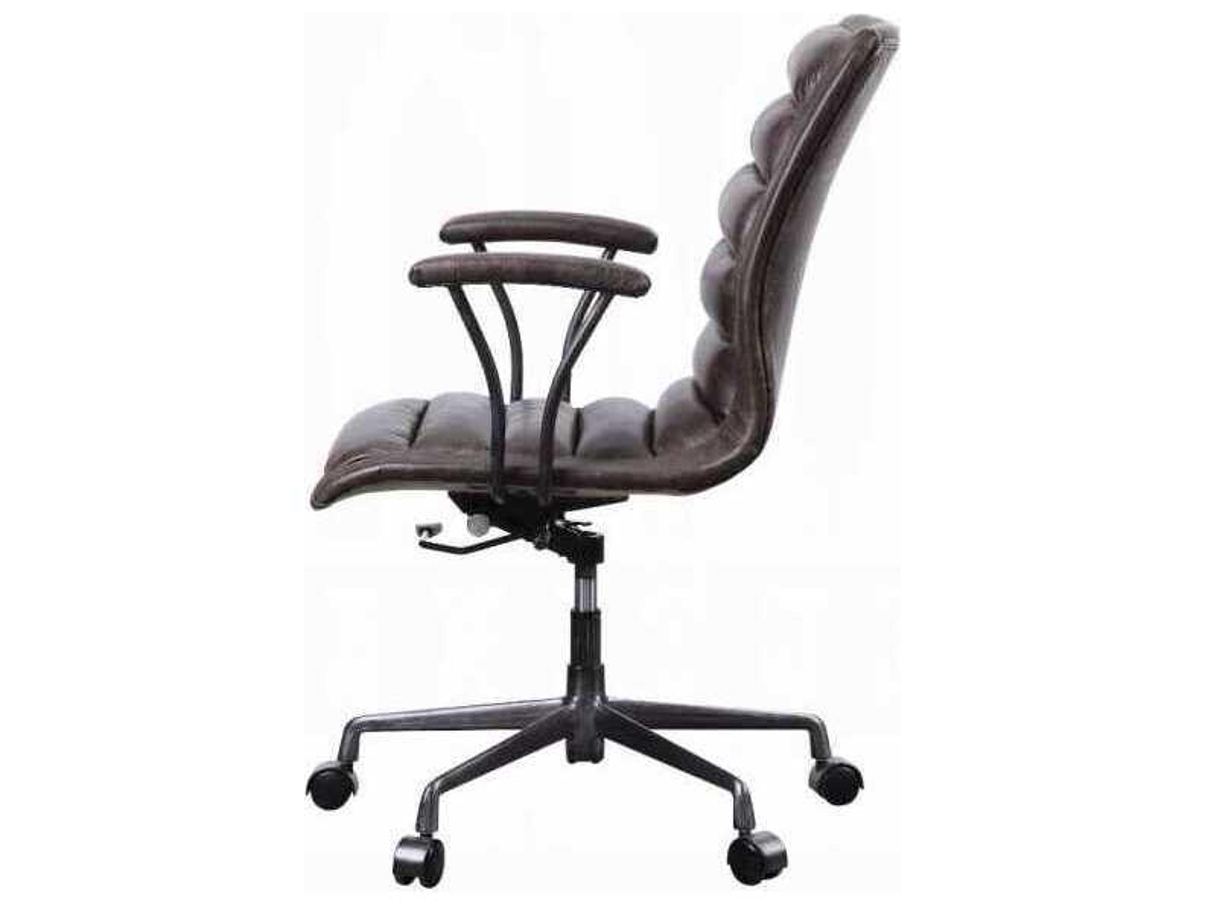 Acme Furniture Brown Leather Adjustable Swivel Computer Office Chair