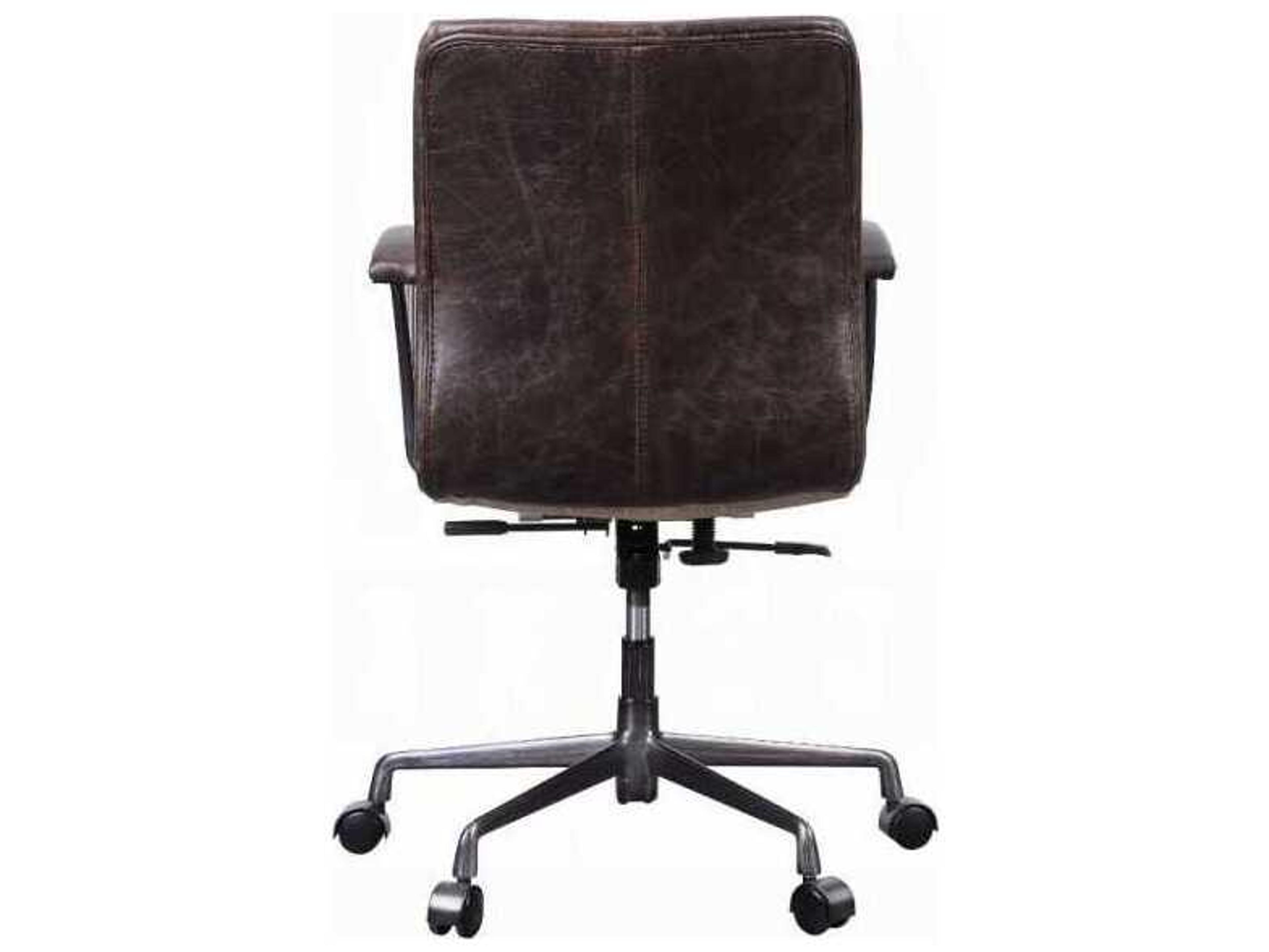 Acme Furniture Brown Leather Adjustable Swivel Computer Office Chair
