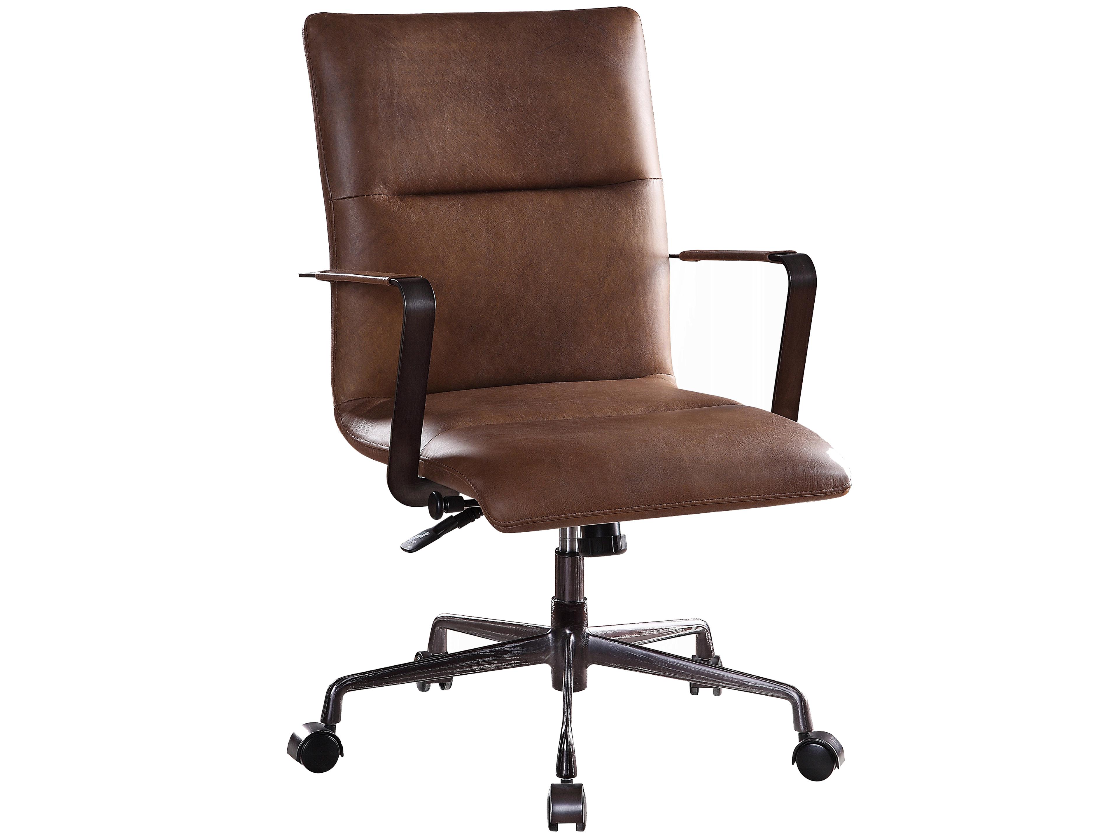 Brown Leather Adjustable Swivel Computer Office Chair