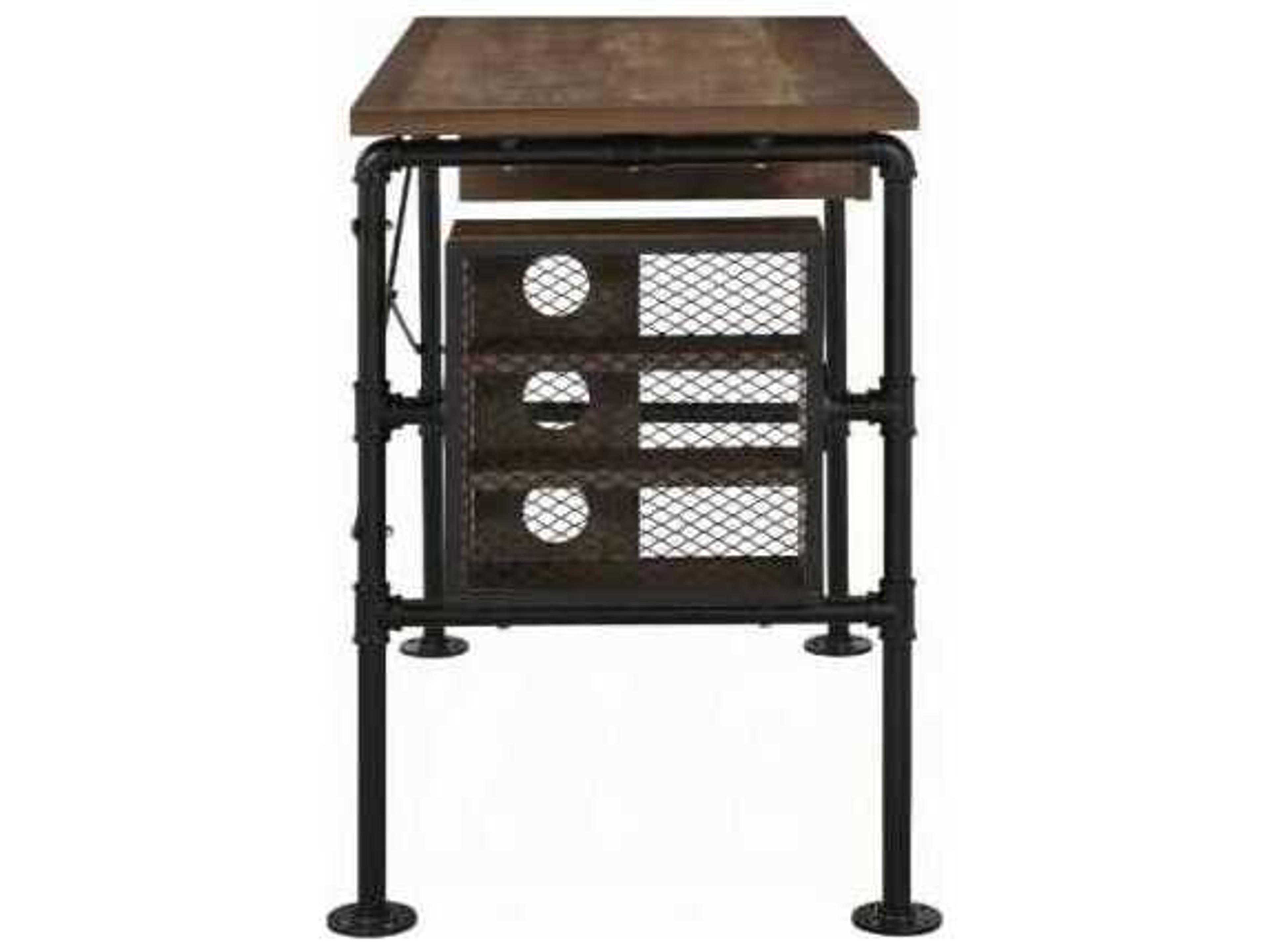Acme Furniture Weathered Oak Black Brown Writing Desk