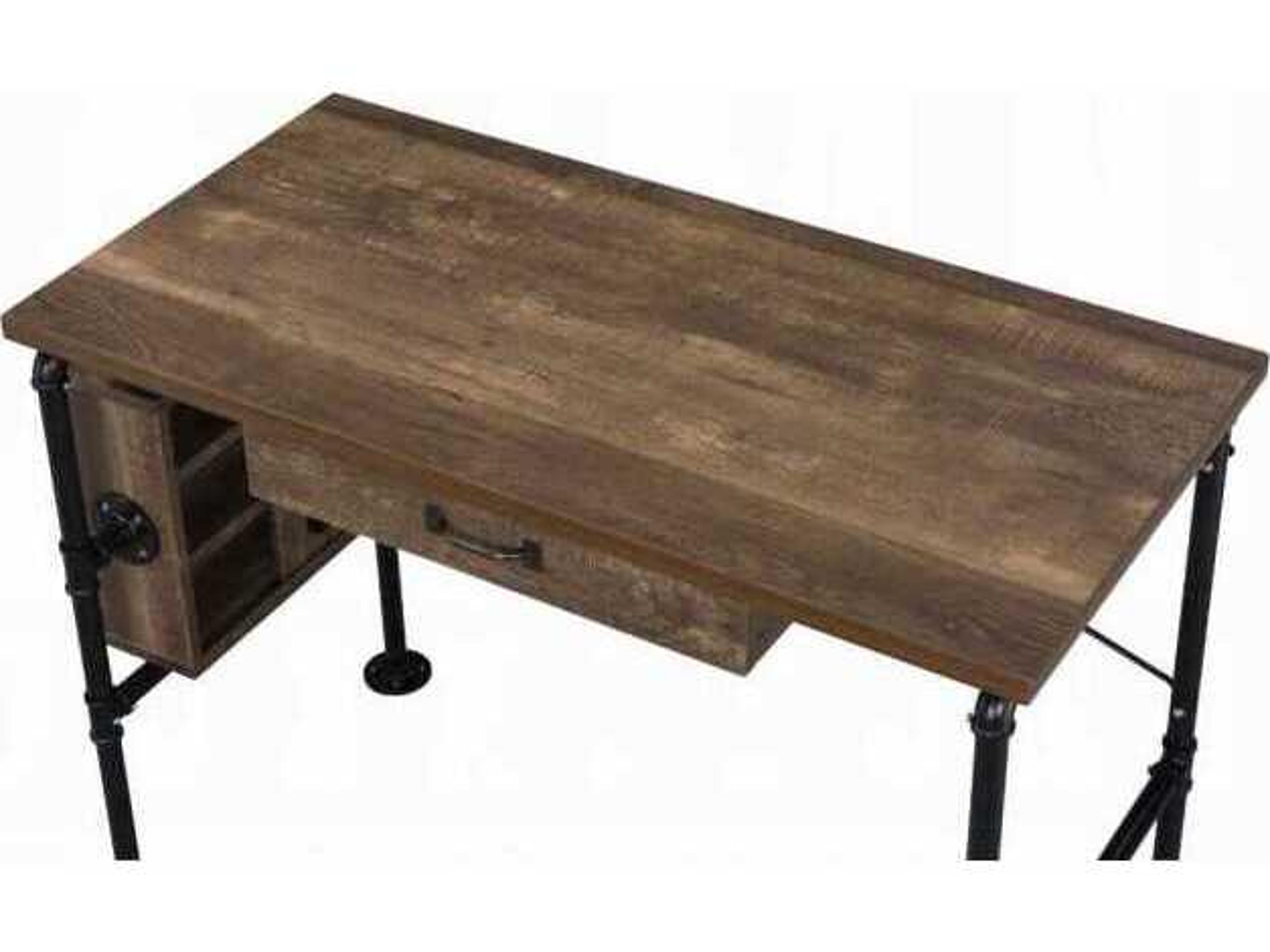 Acme Furniture Weathered Oak Black Brown Writing Desk