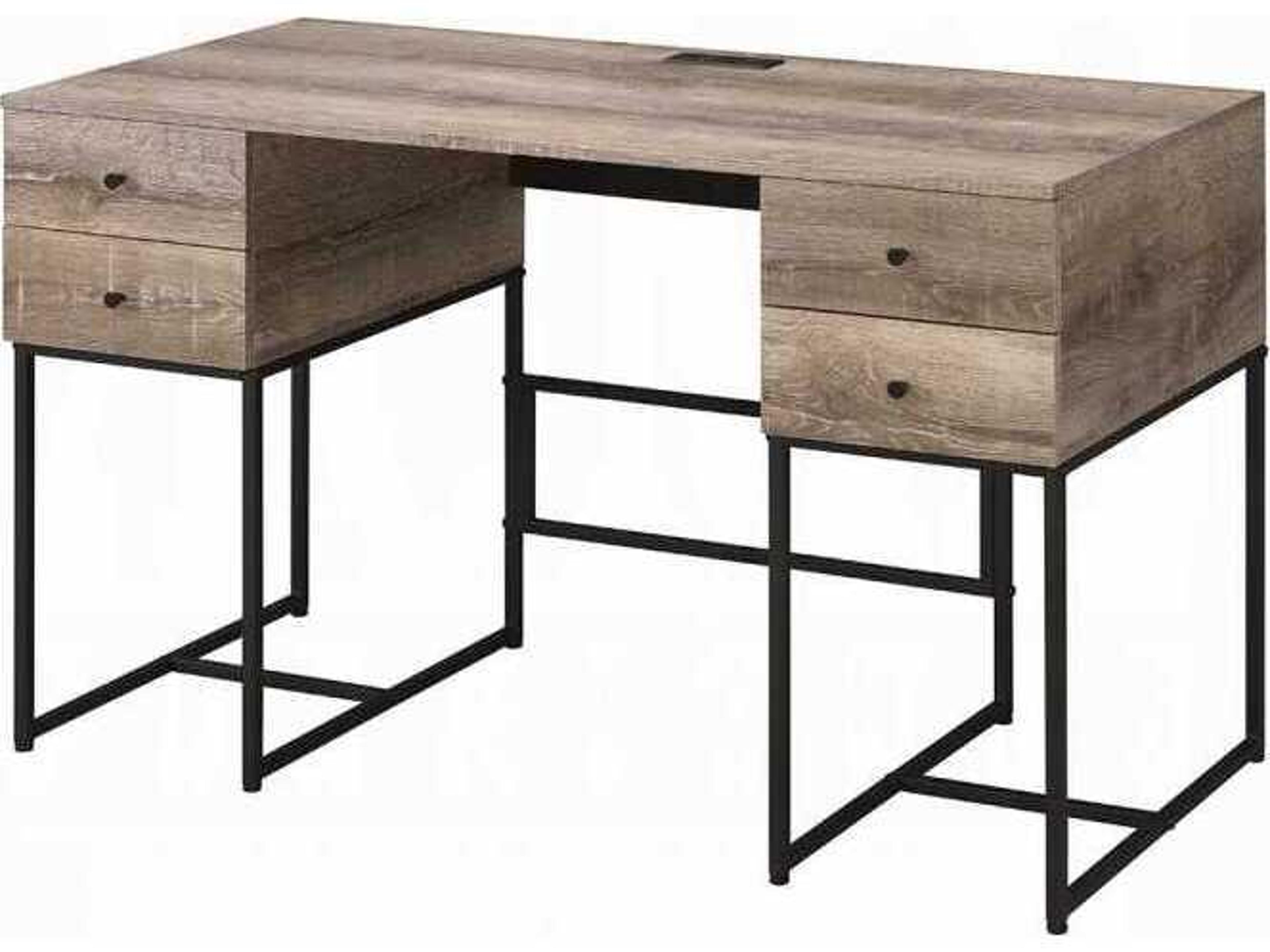 Acme Furniture Rustic Oak Black Brown Writing Desk