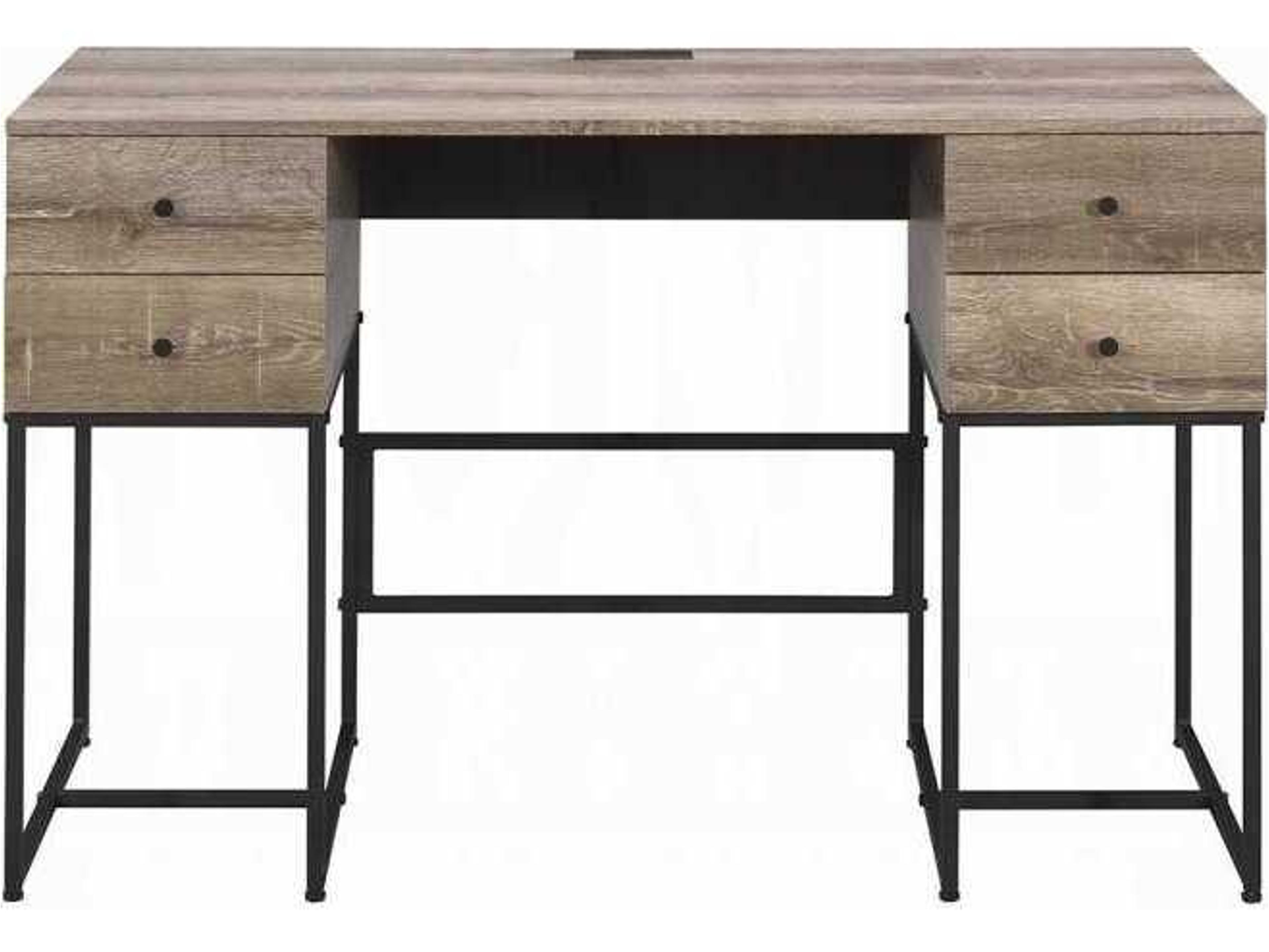 Acme Furniture Rustic Oak Black Brown Writing Desk