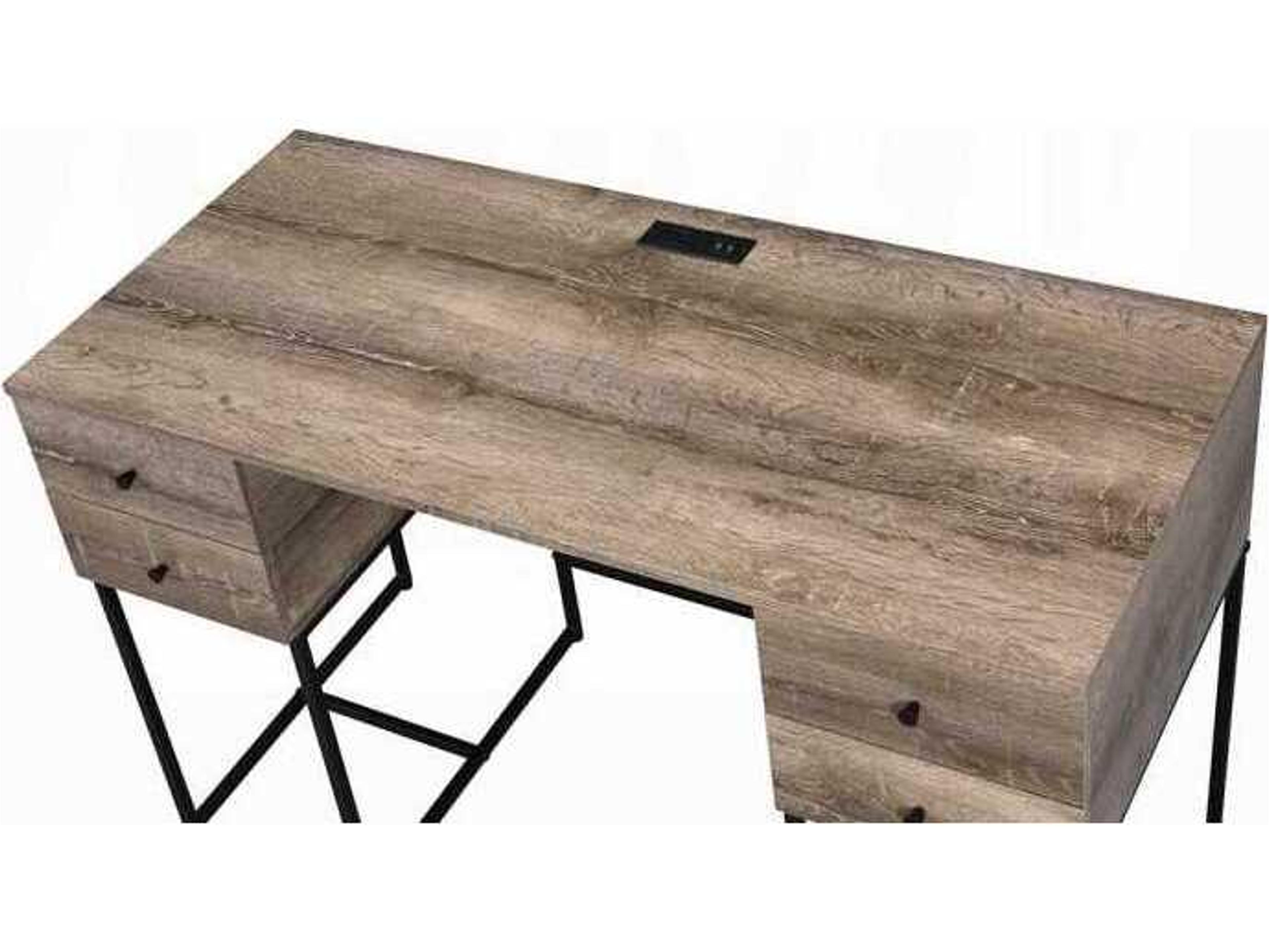 Acme Furniture Rustic Oak Black Brown Writing Desk