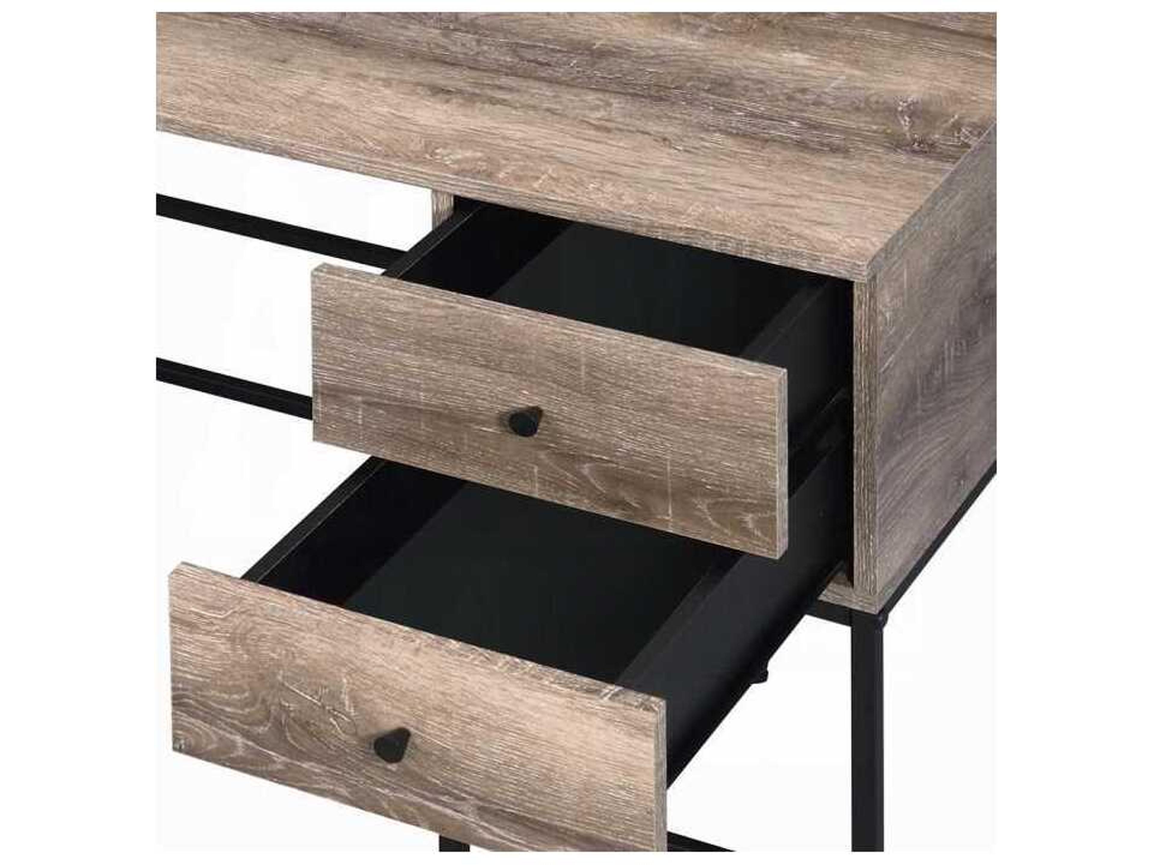 Acme Furniture Rustic Oak Black Brown Writing Desk