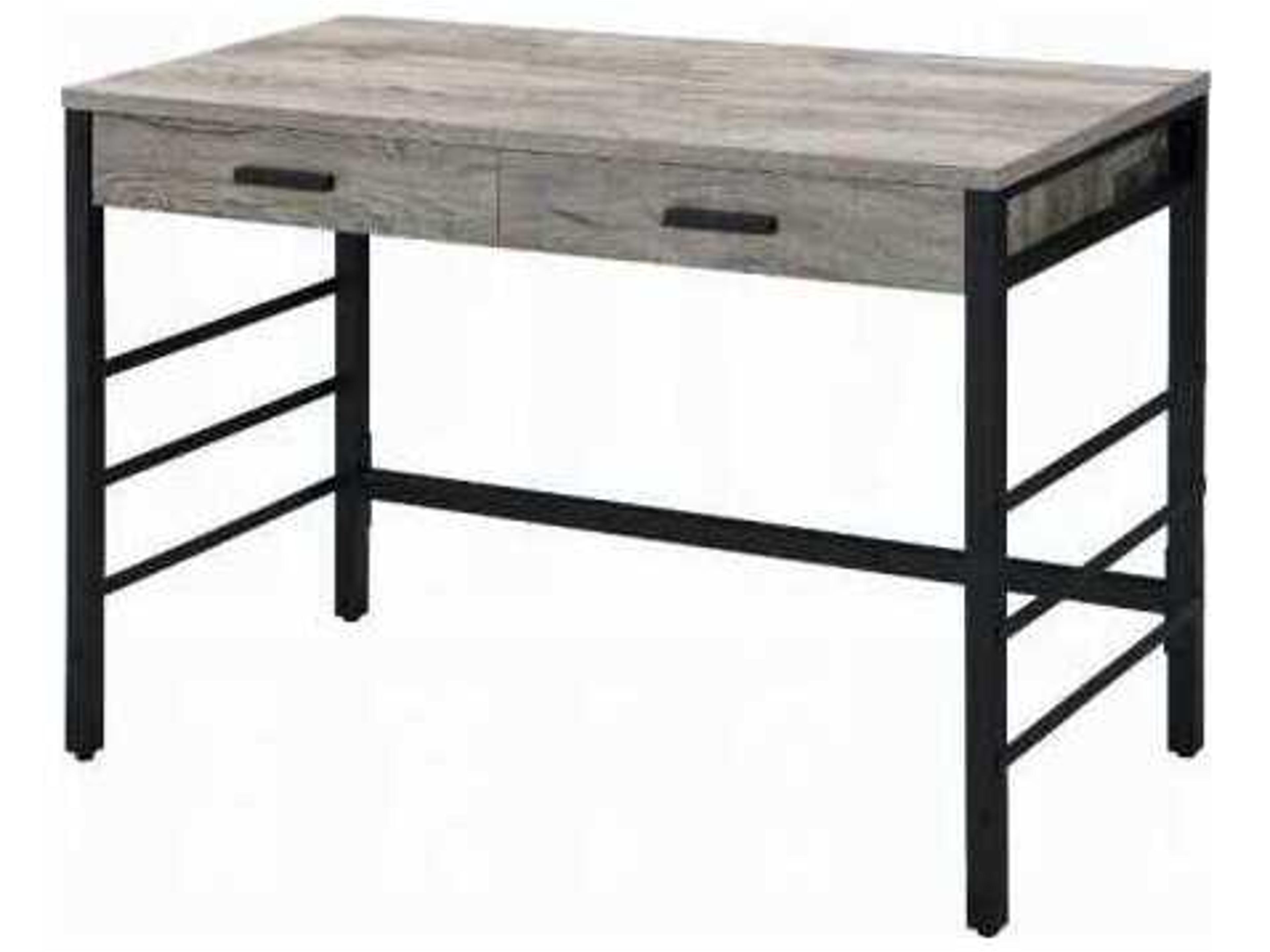 Acme Furniture Light Weathered Oak Black Writing Desk