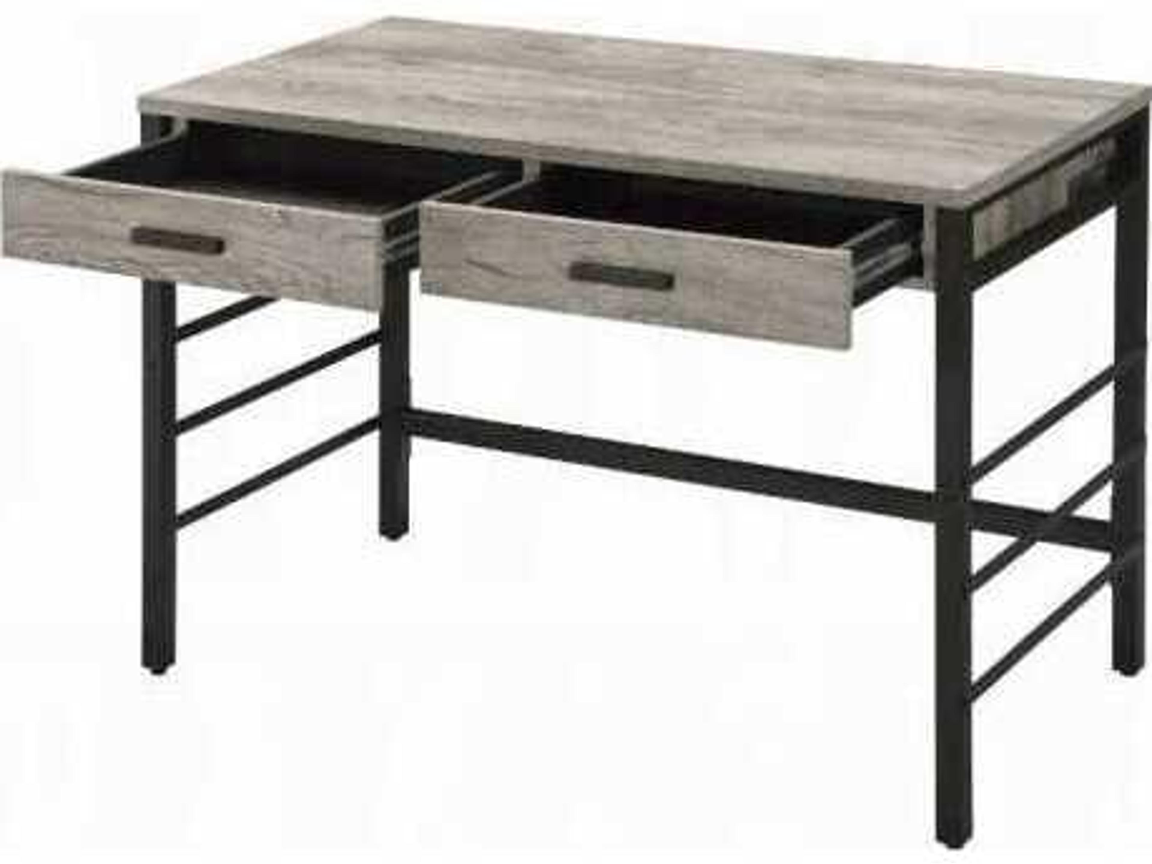 Acme Furniture Light Weathered Oak Black Writing Desk