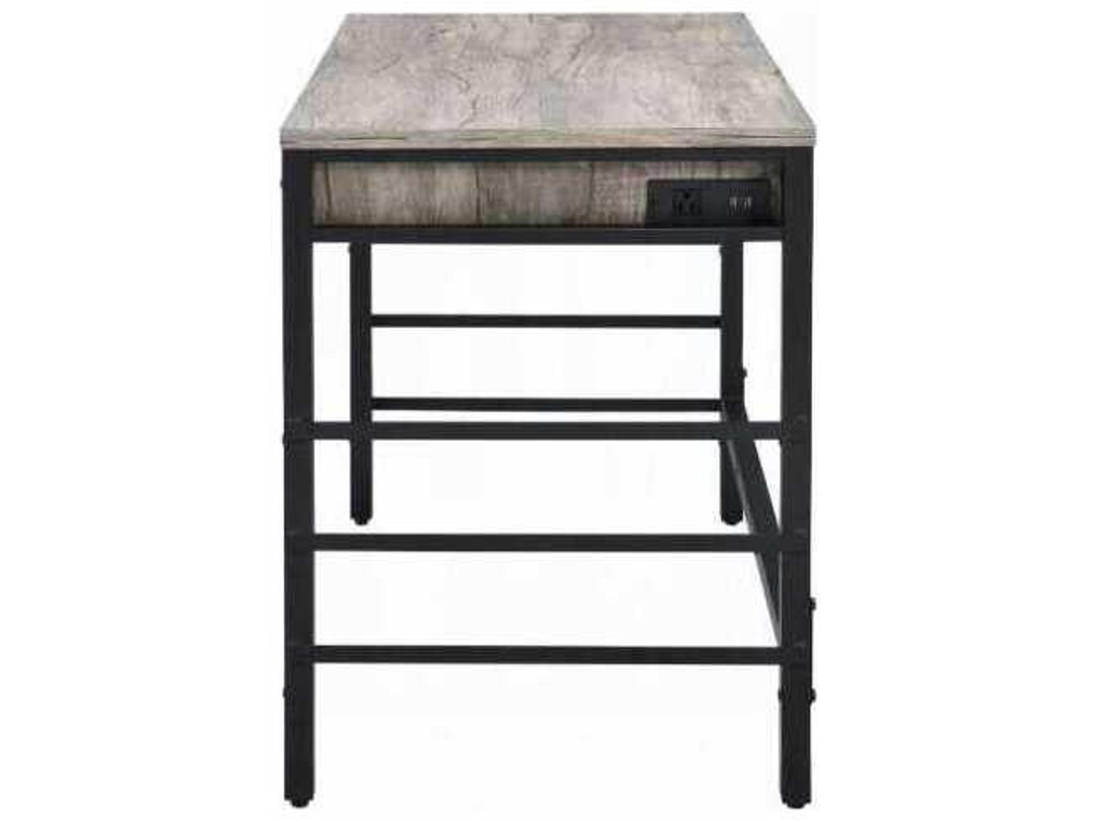 Acme Furniture Light Weathered Oak Black Writing Desk