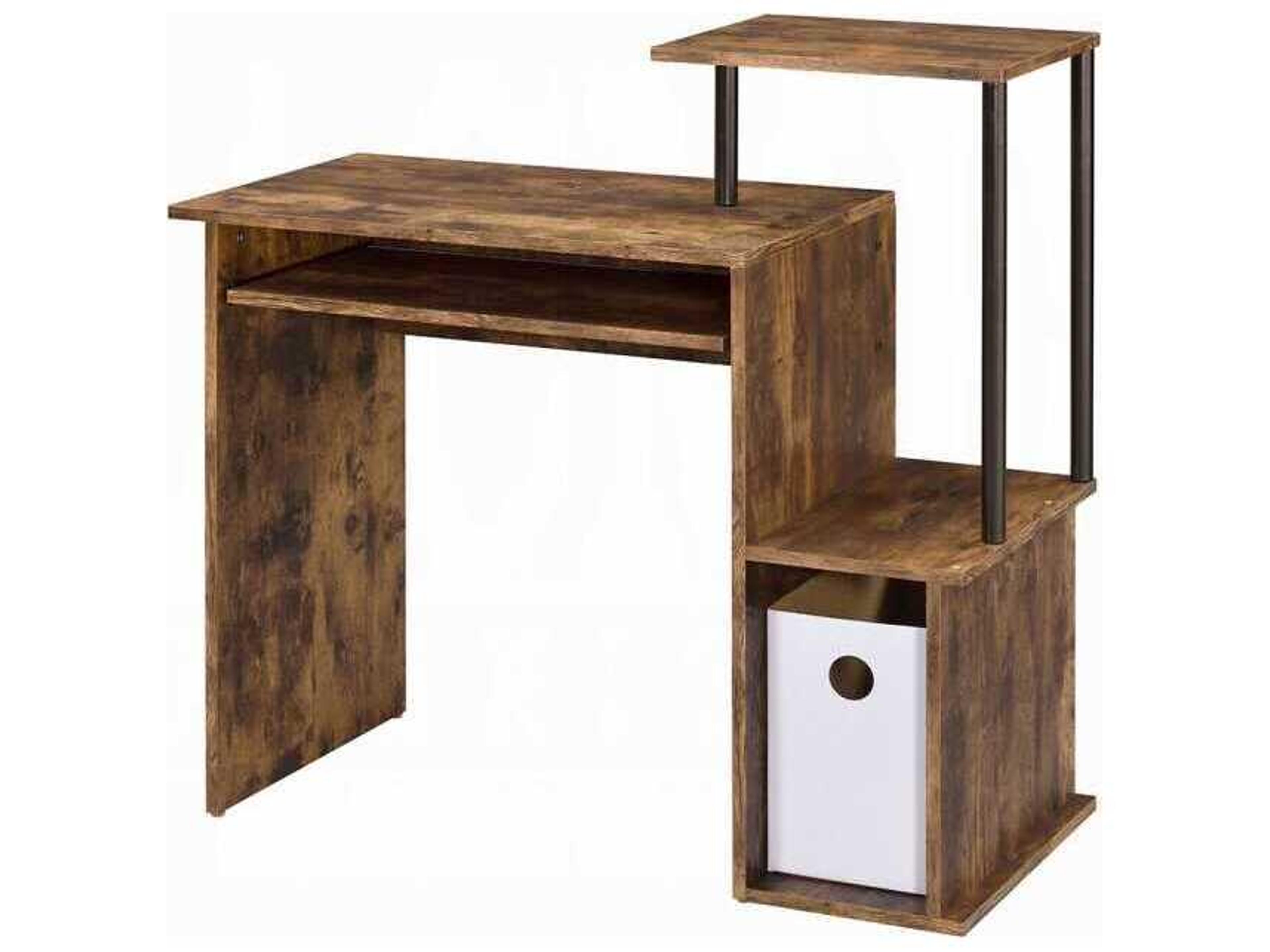 Acme Furniture Lyphre Weathered Oak Black Brown Computer Desk