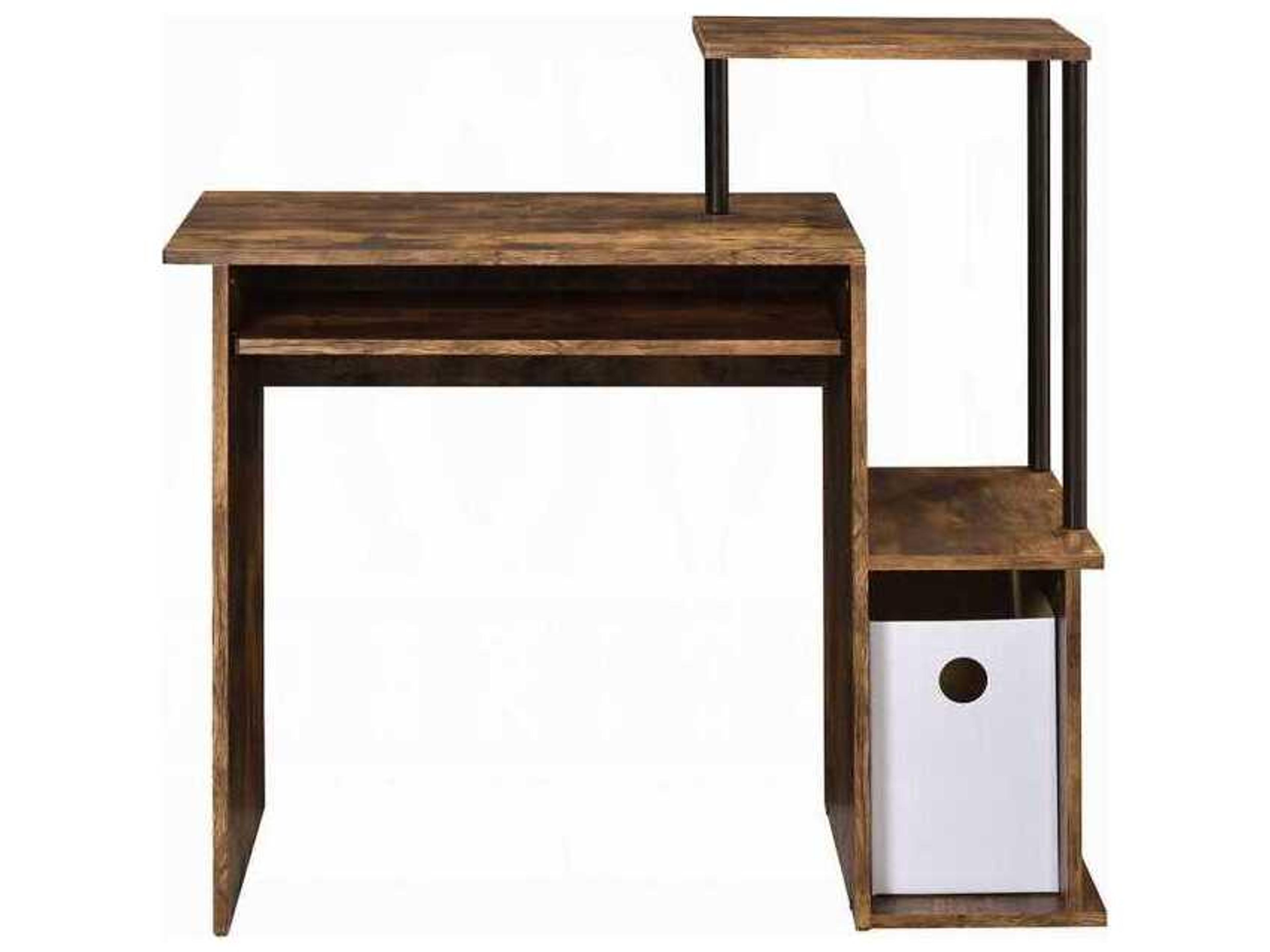 Acme Furniture Lyphre Weathered Oak Black Brown Computer Desk