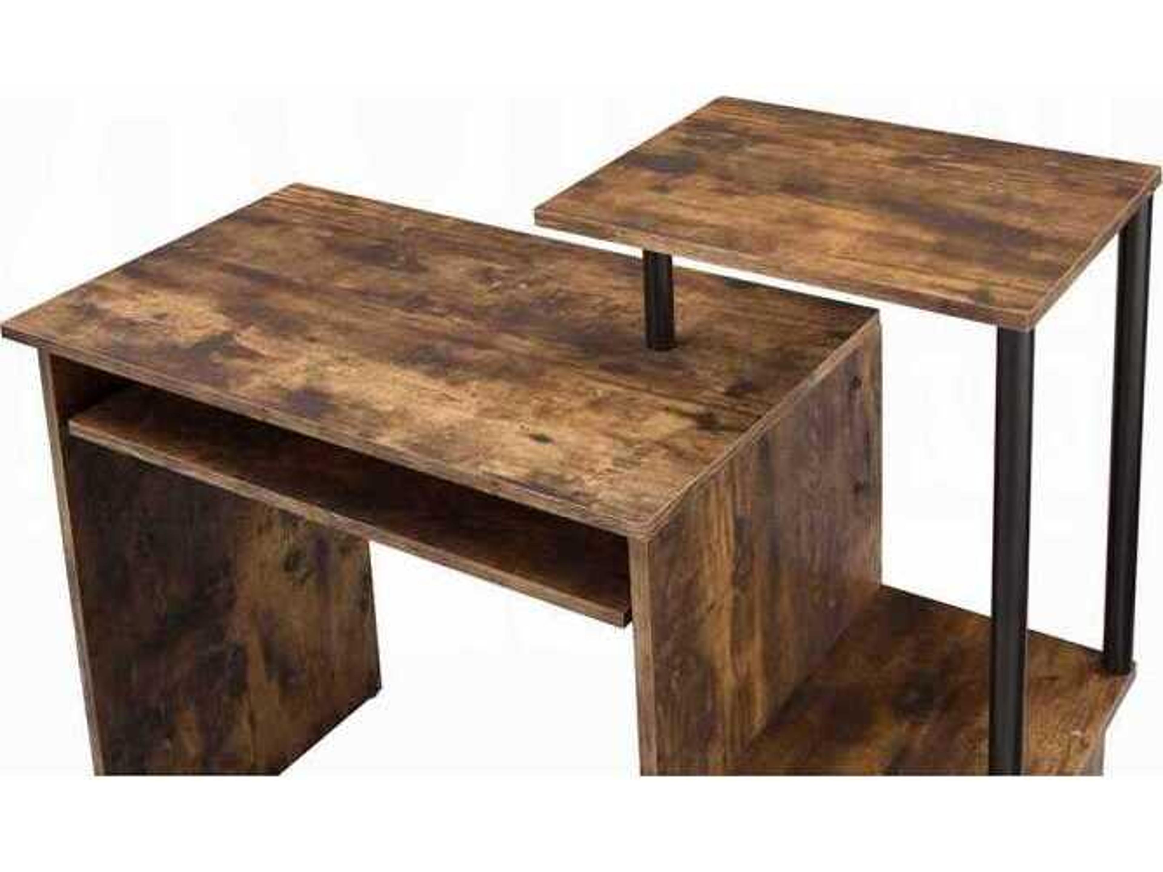 Acme Furniture Lyphre Weathered Oak Black Brown Computer Desk