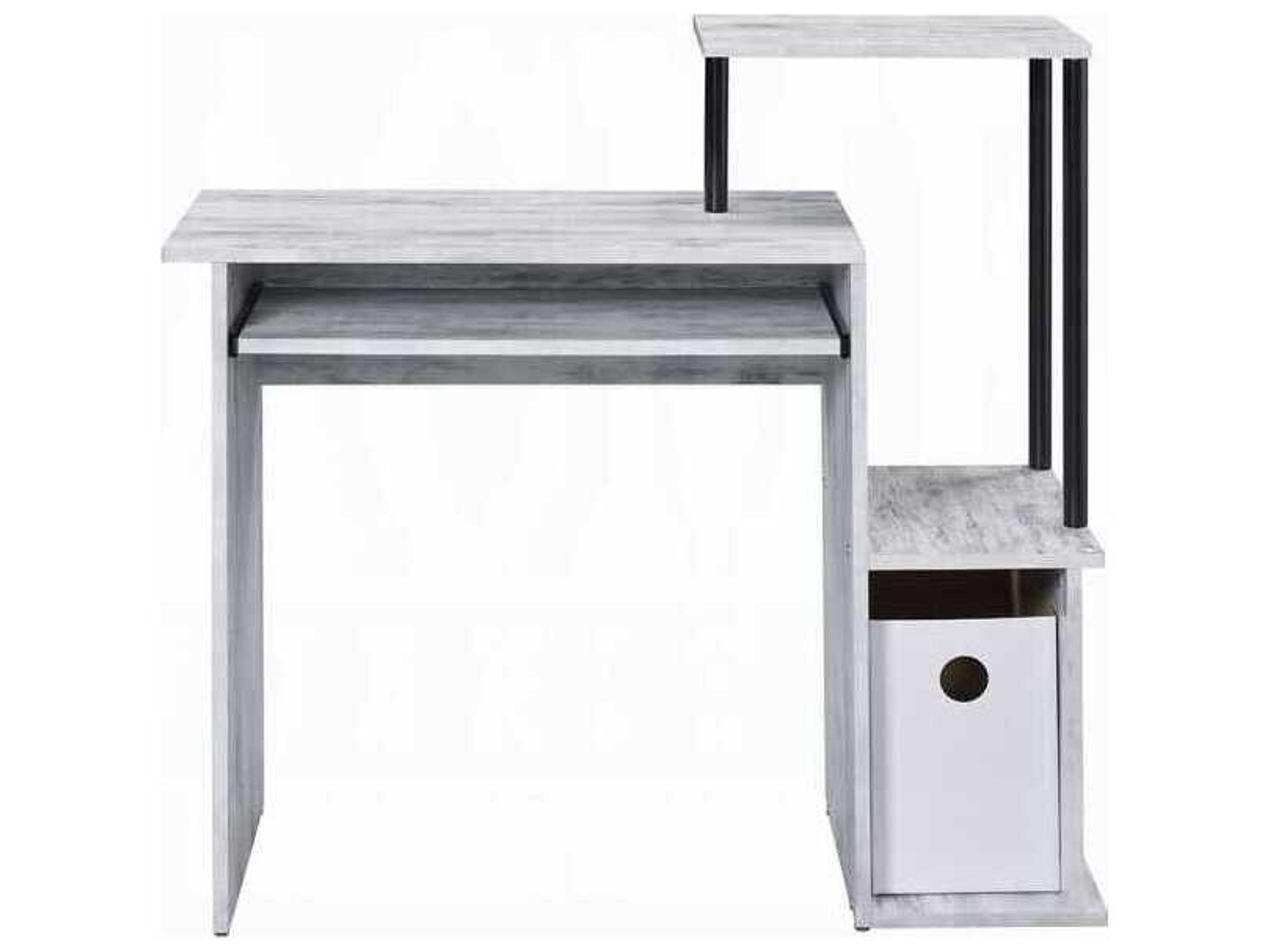 Acme Furniture Lyphre Antique White Black Computer Desk