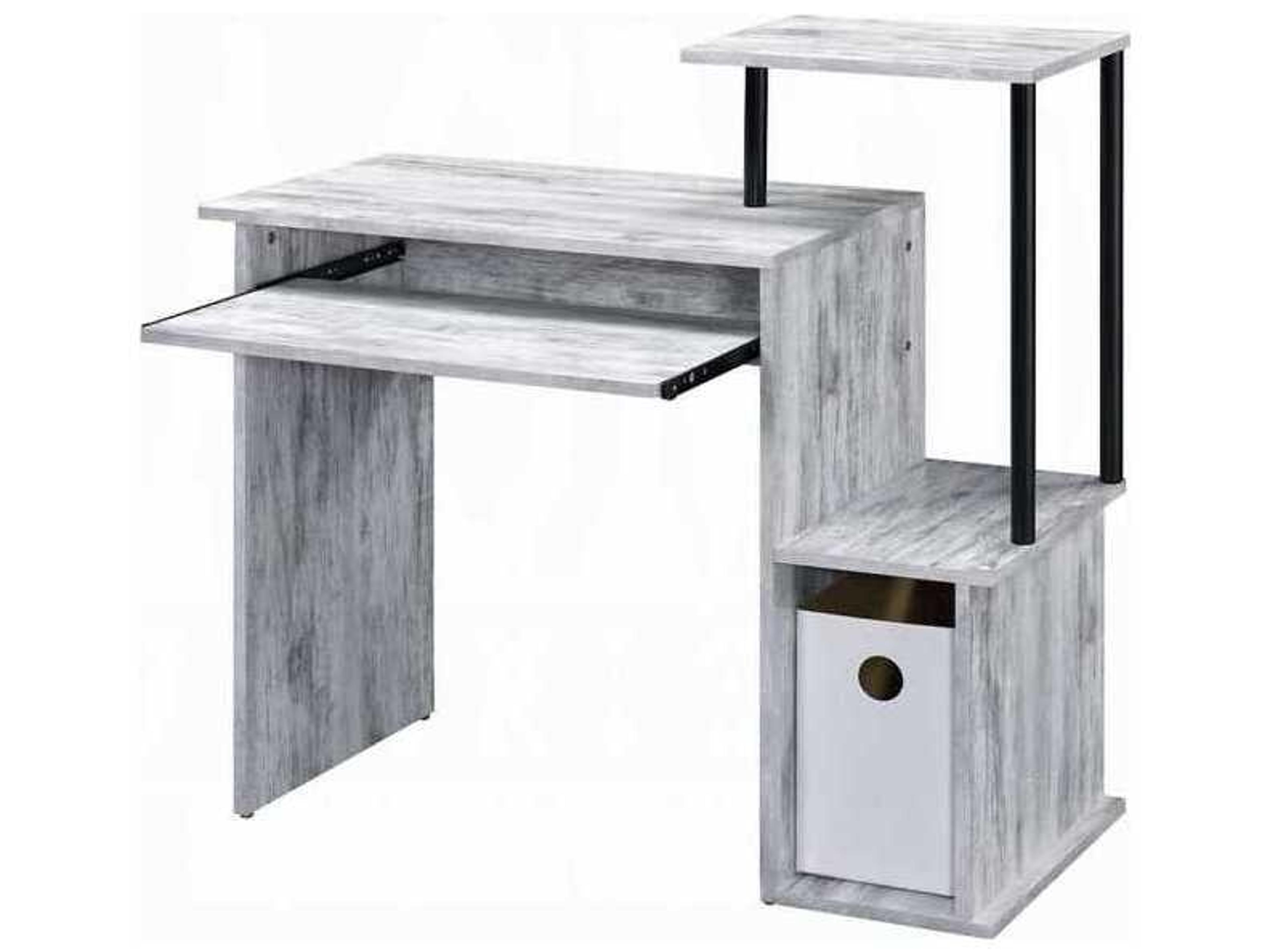 Acme Furniture Lyphre Antique White Black Computer Desk