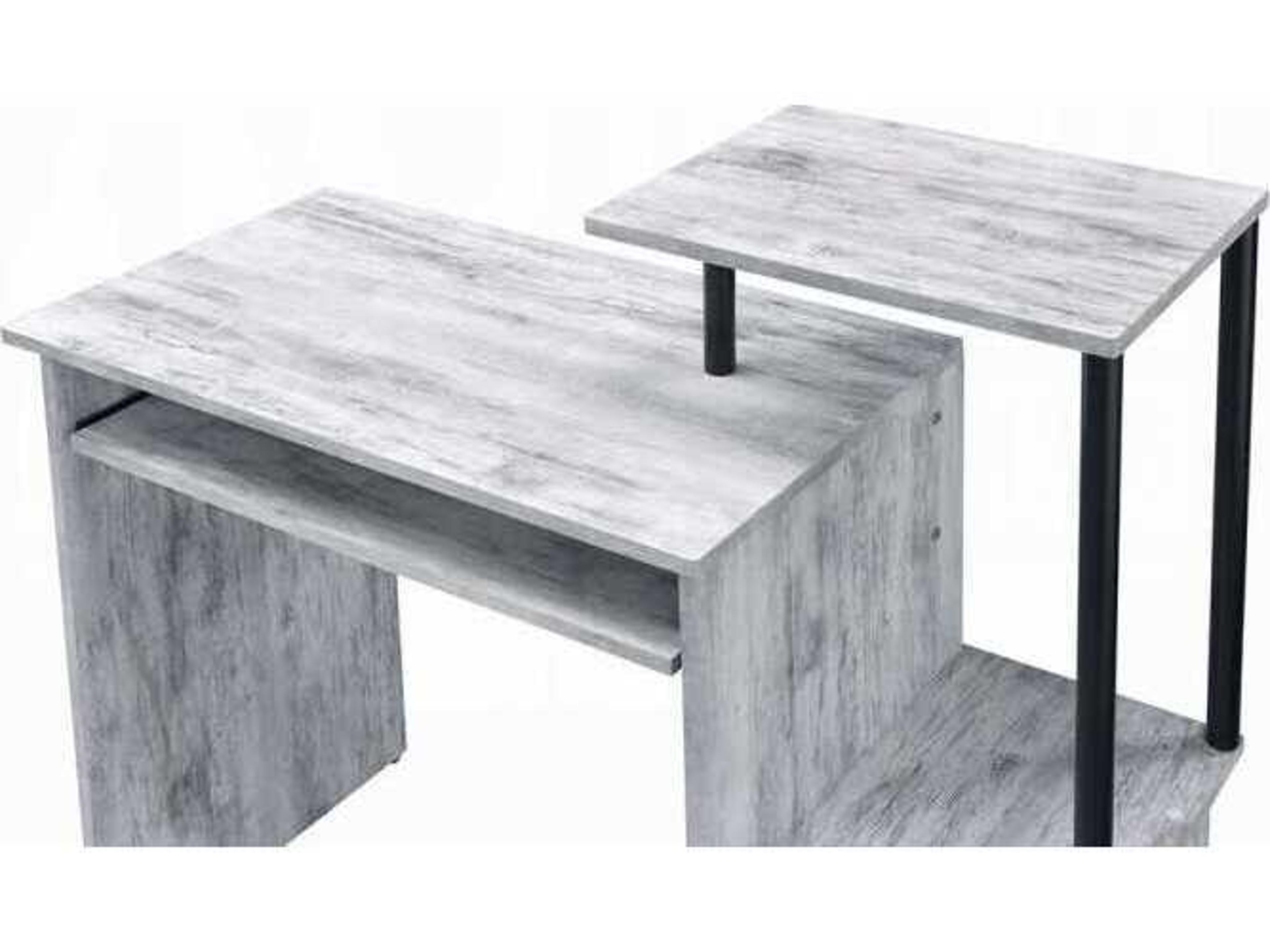 Acme Furniture Lyphre Antique White Black Computer Desk