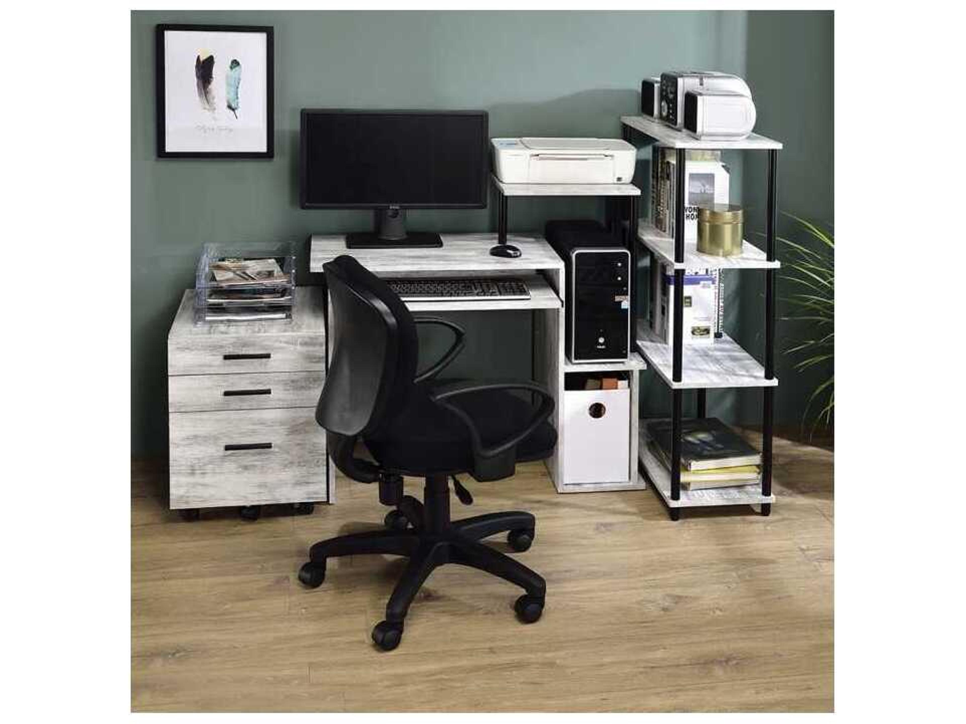 Acme Furniture Lyphre Antique White Black Computer Desk