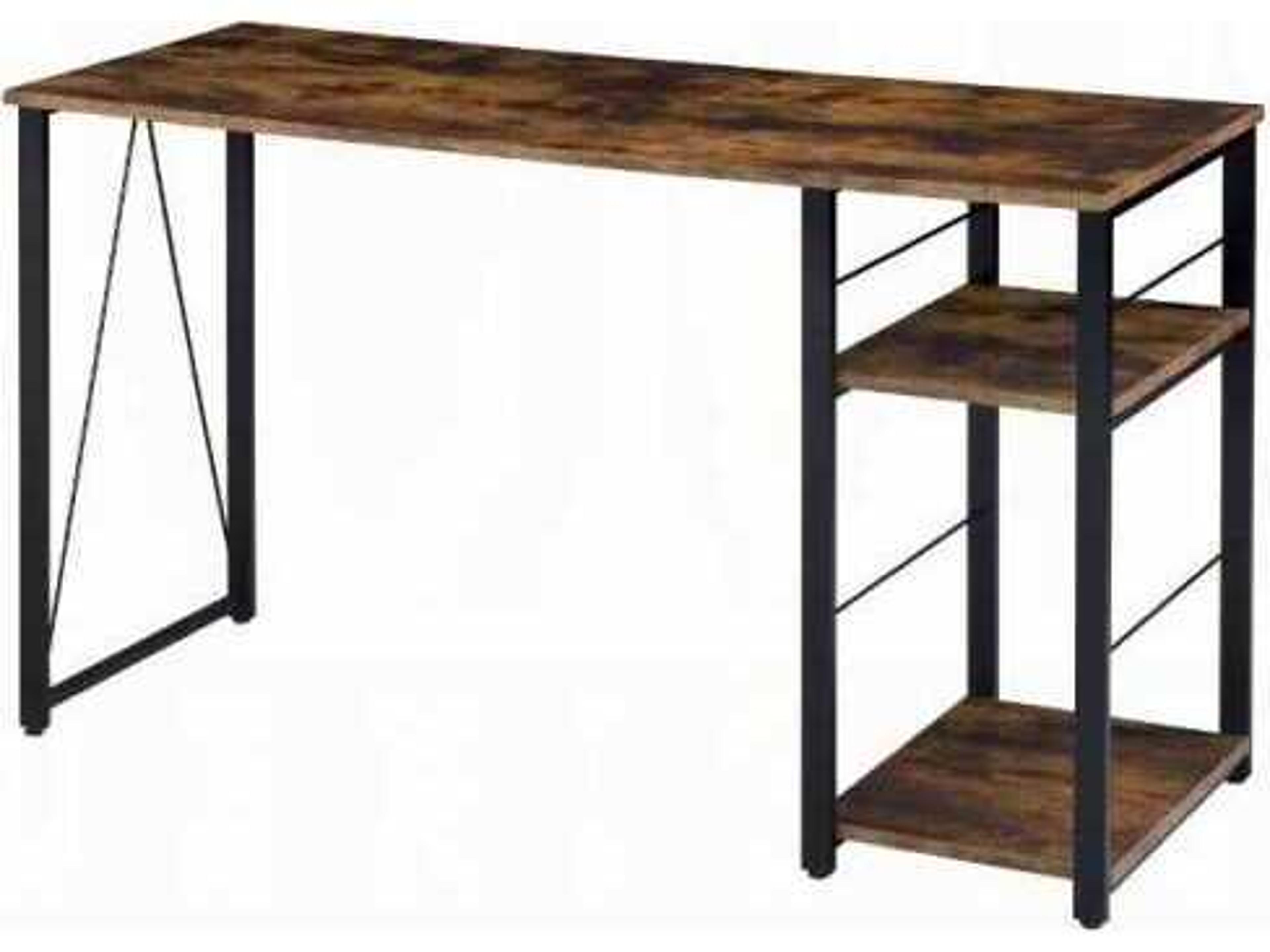 Vadna Weathered Oak Black Brown Writing Desk