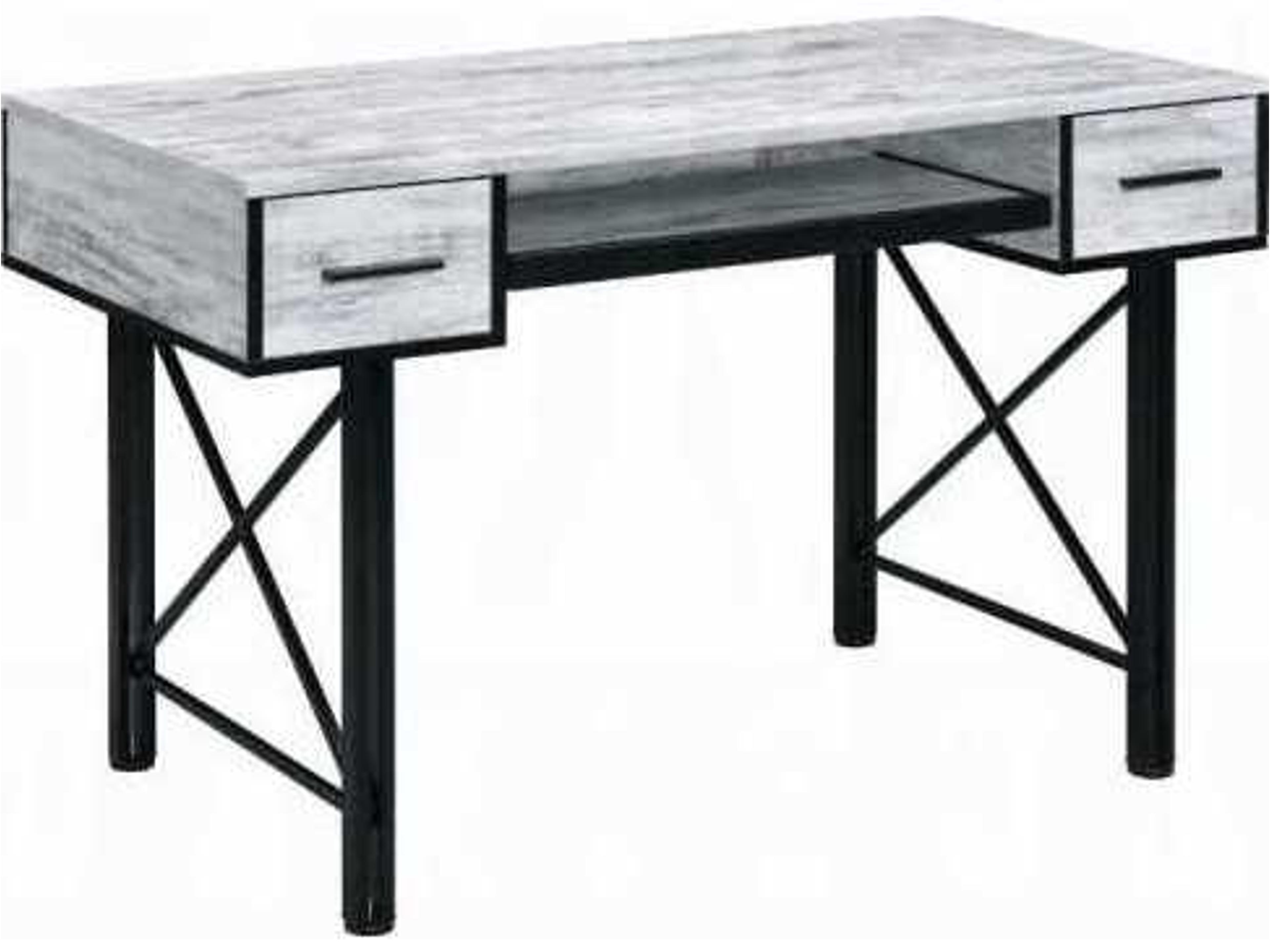 Settea Antique White Black Gray Computer Desk