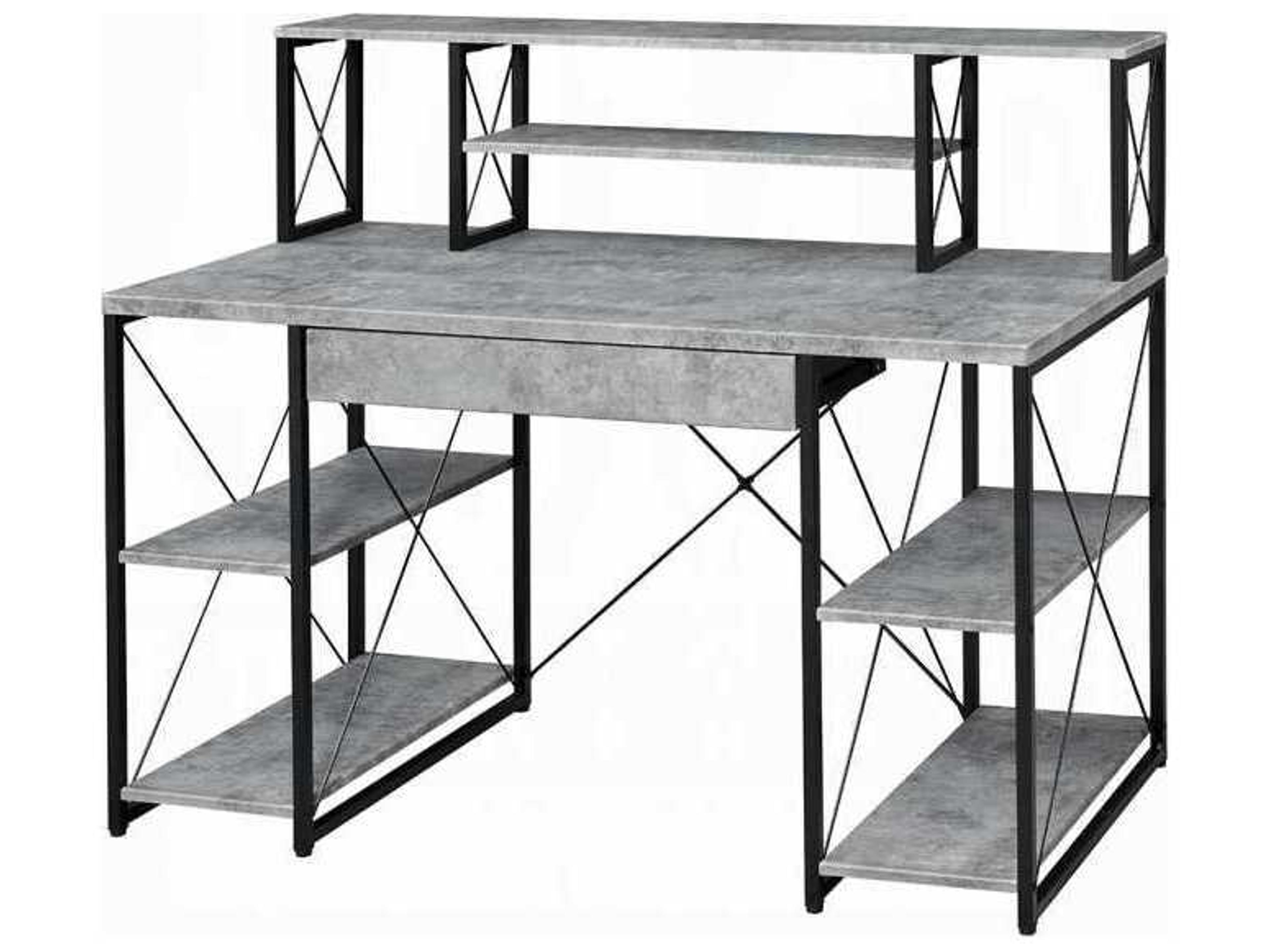 Amiel Faux Concrete Black Gray Writing Desk
