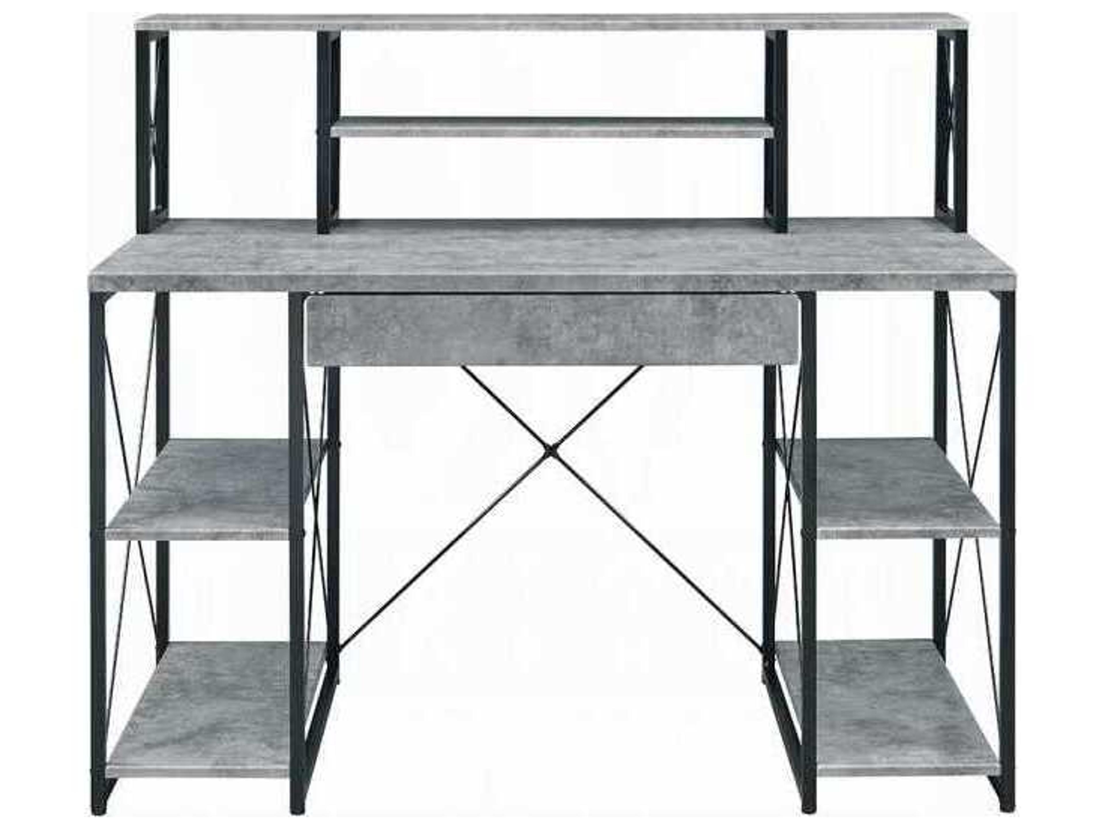 Acme Furniture Amiel Faux Concrete Black Gray Writing Desk