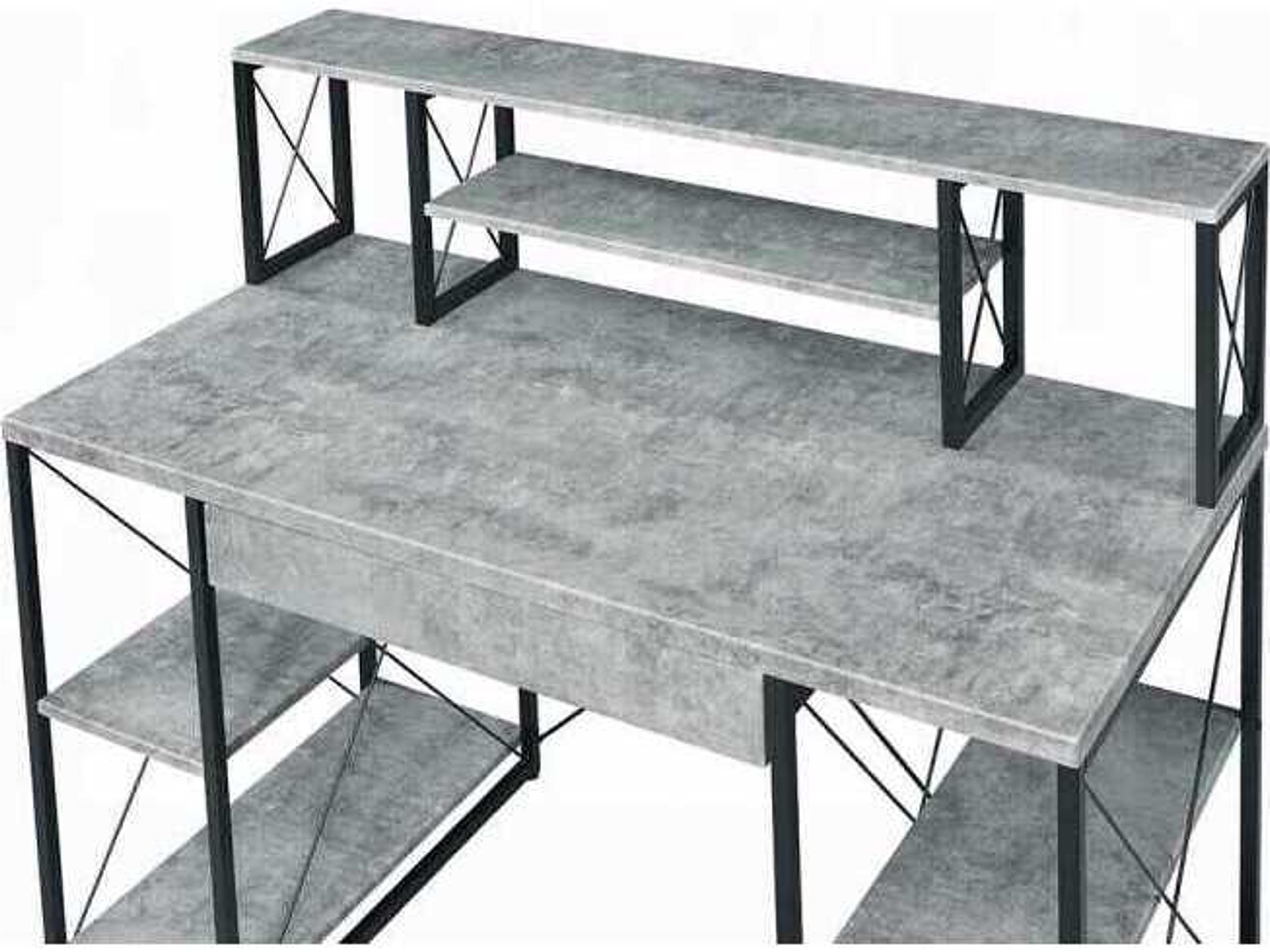 Acme Furniture Amiel Faux Concrete Black Gray Writing Desk
