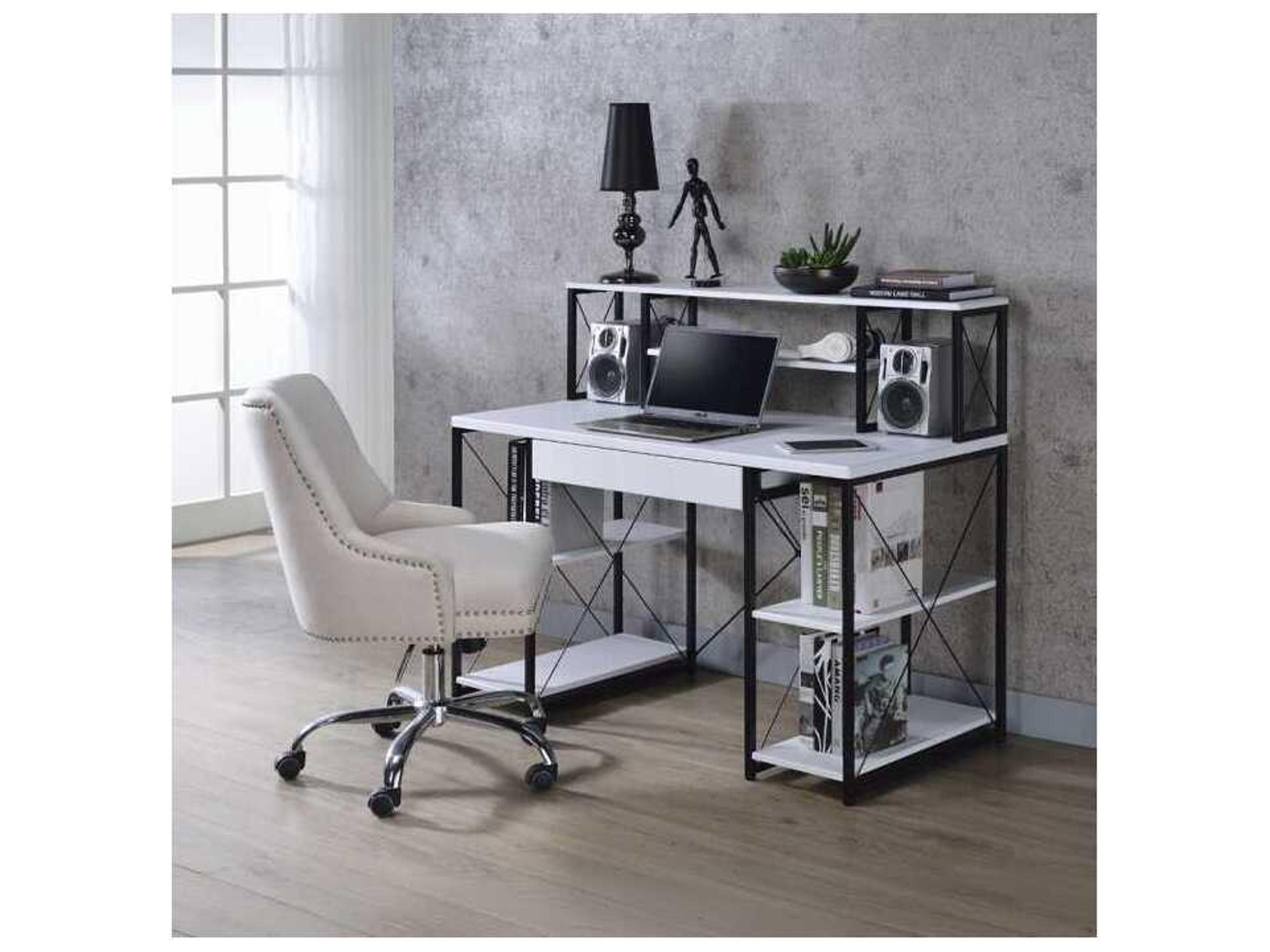 Acme Furniture Amiel White Black Writing Desk