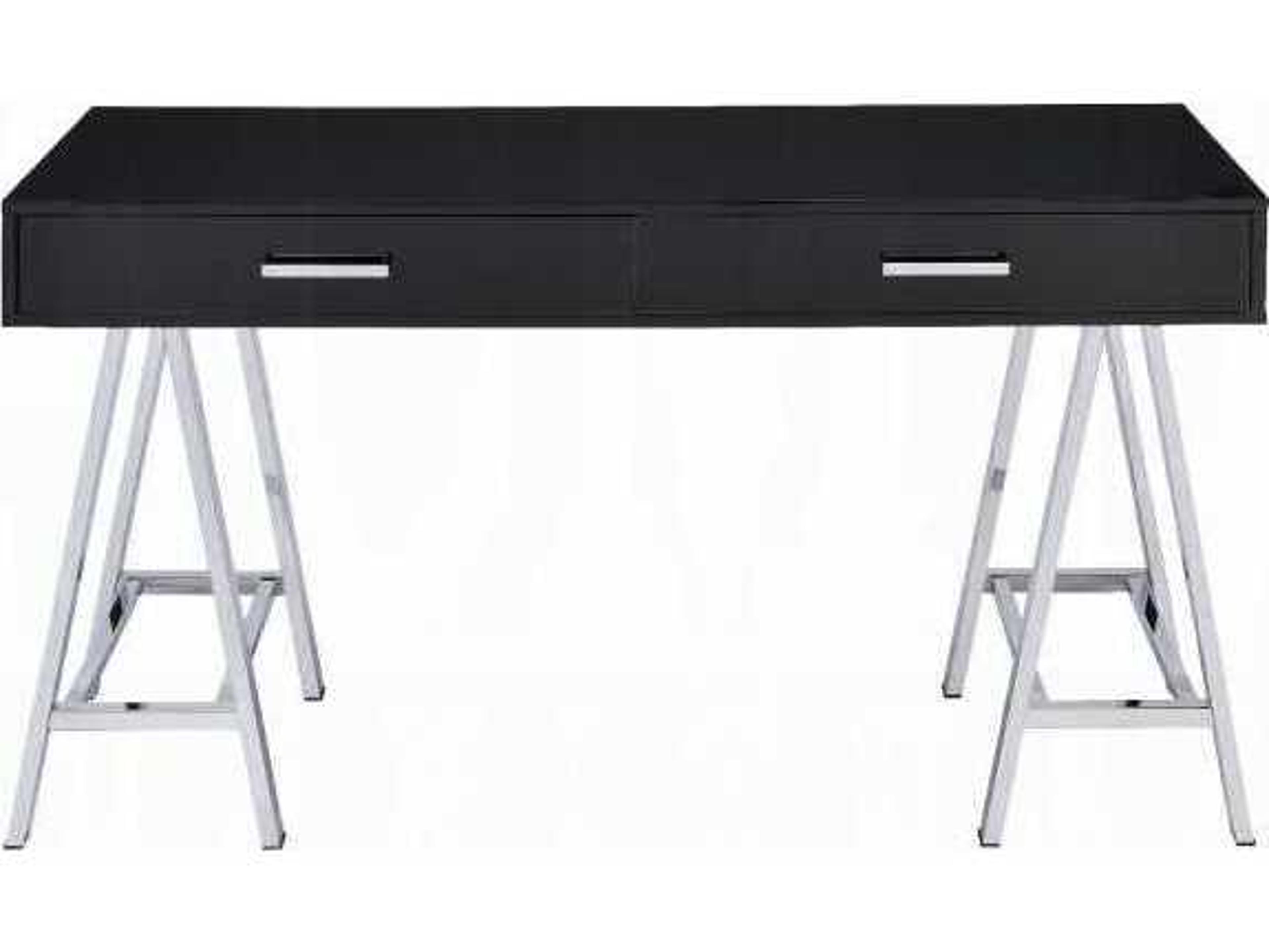 Coleen Black High Gloss Chrome Writing Desk