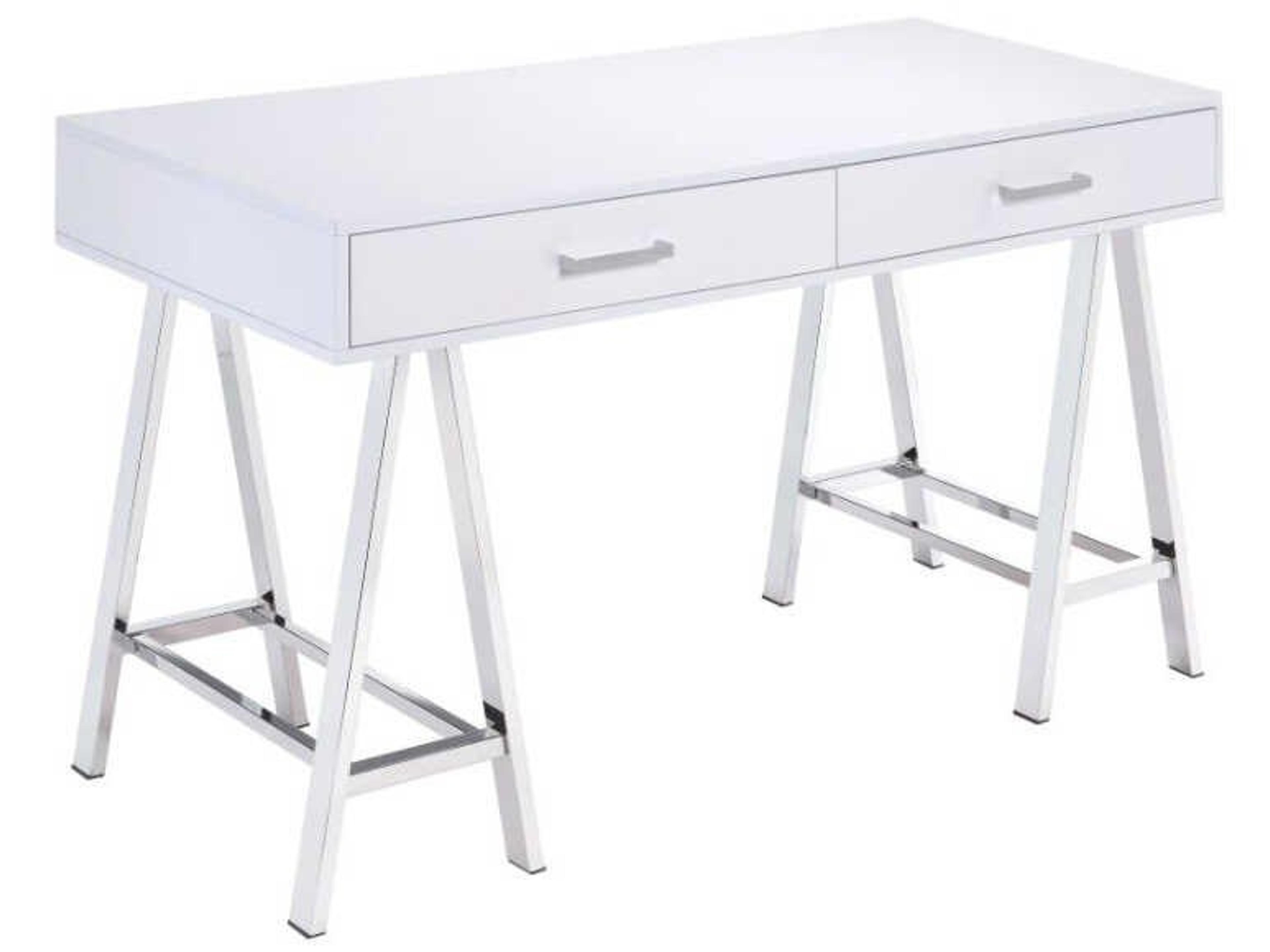 Coleen White High Gloss Chrome Writing Desk