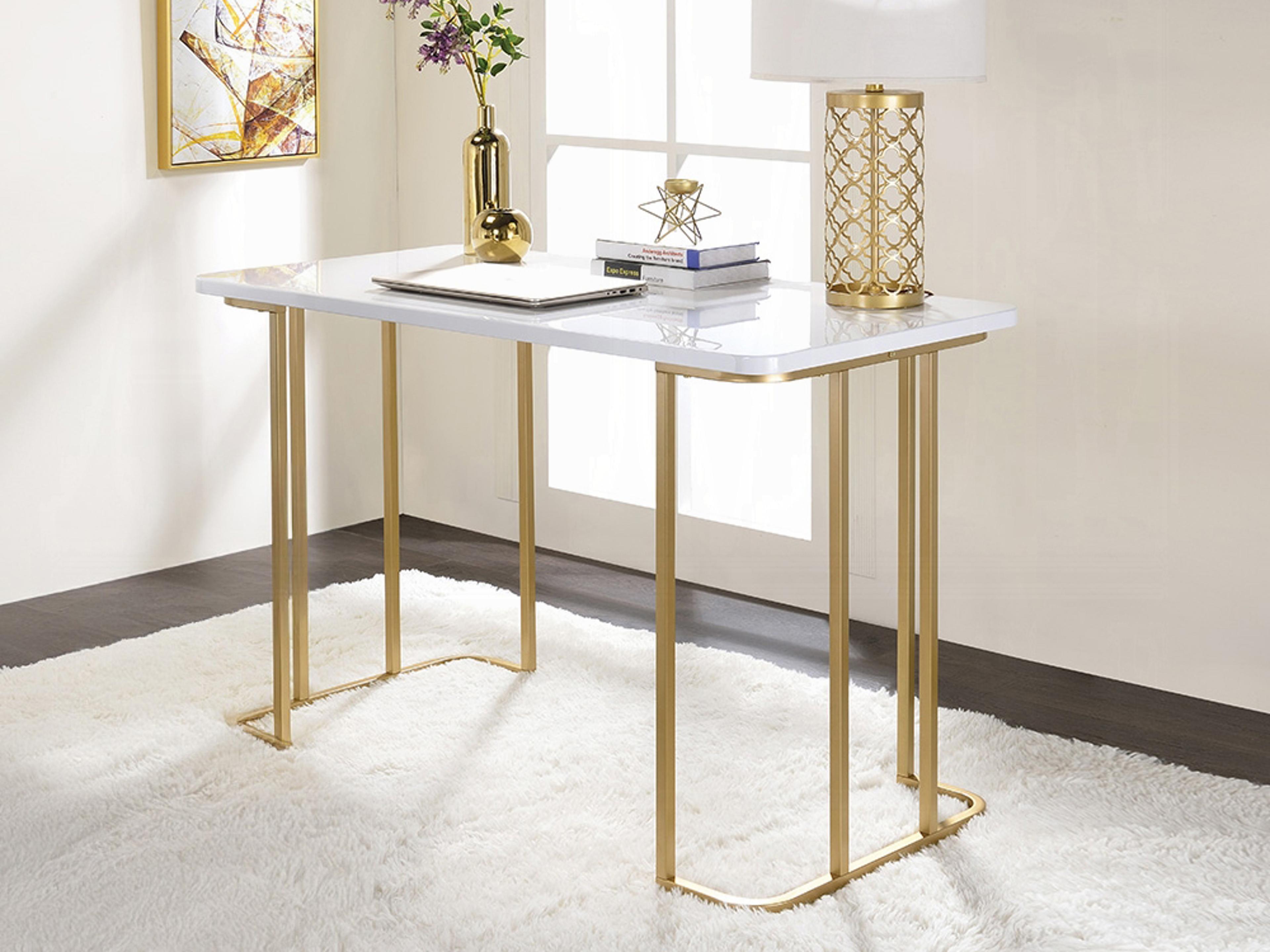 Acme Furniture White Gold Writing Desk