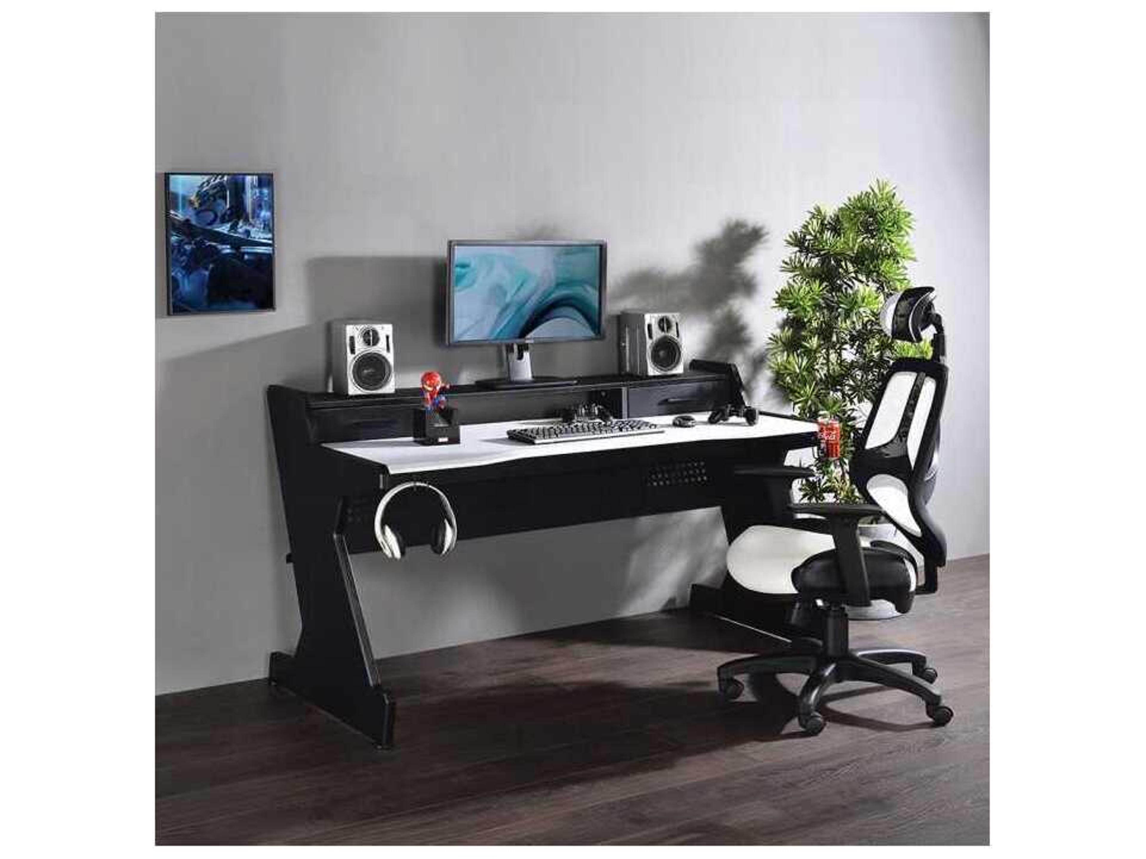 Acme Furniture Black White Gaming Desk