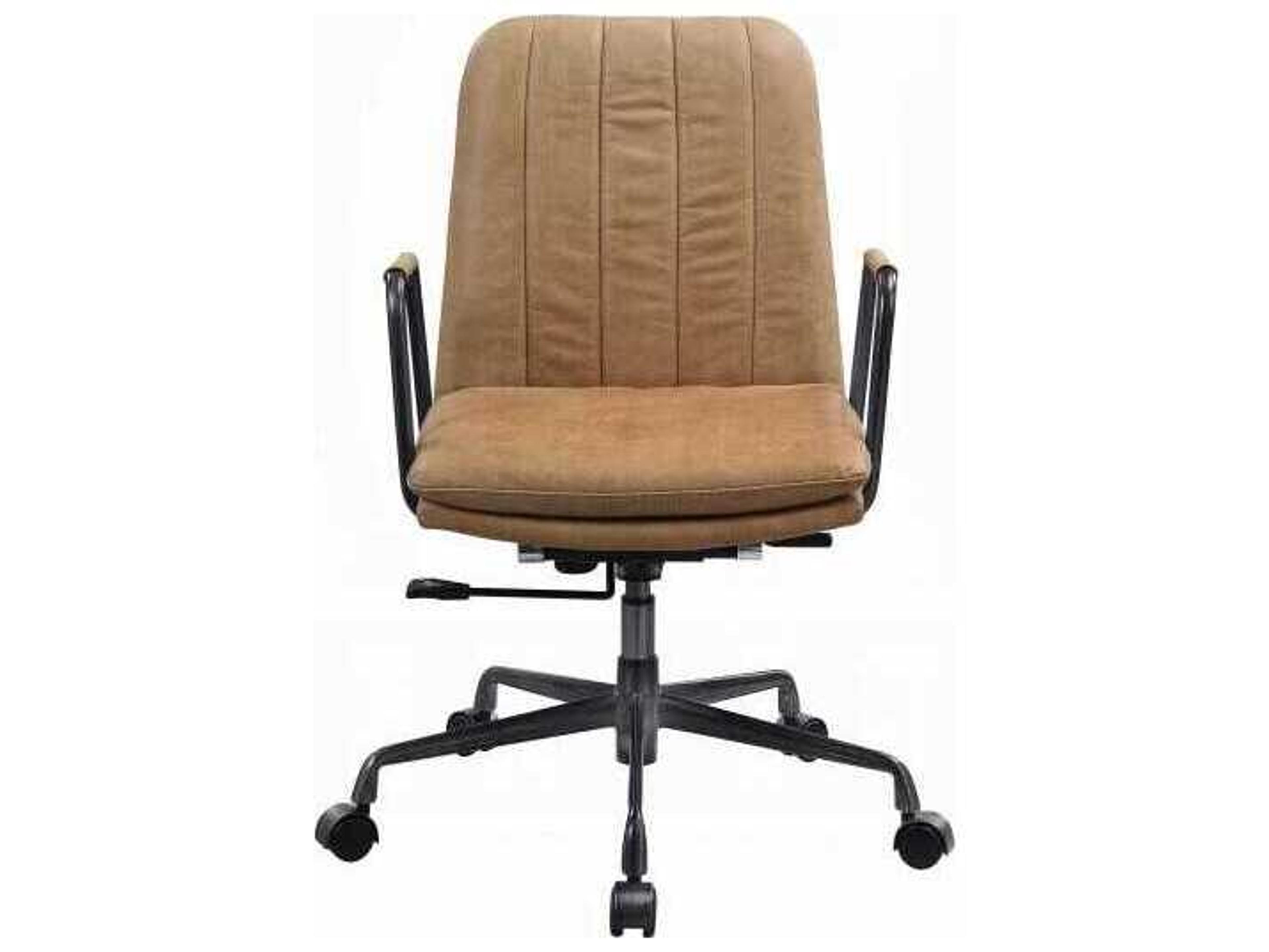 Acme Furniture Brown Leather Adjustable Swivel Task Office Chair