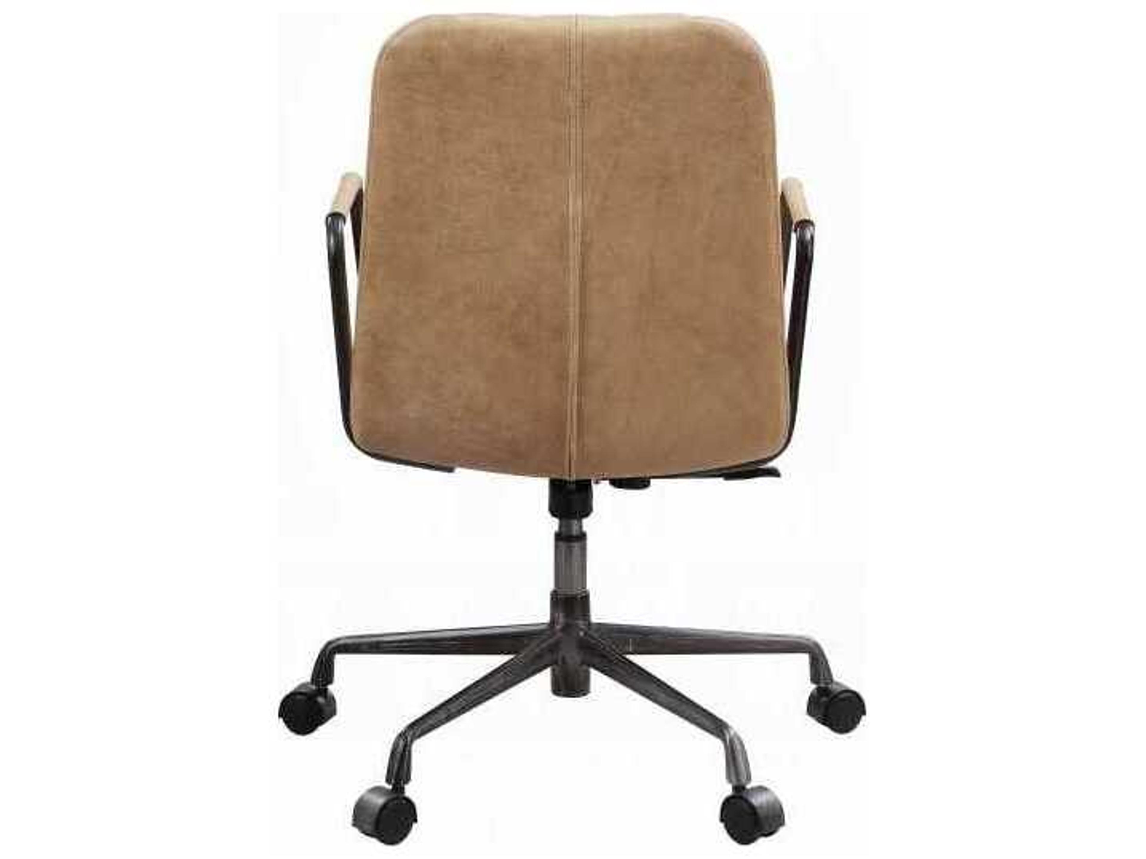 Acme Furniture Brown Leather Adjustable Swivel Task Office Chair