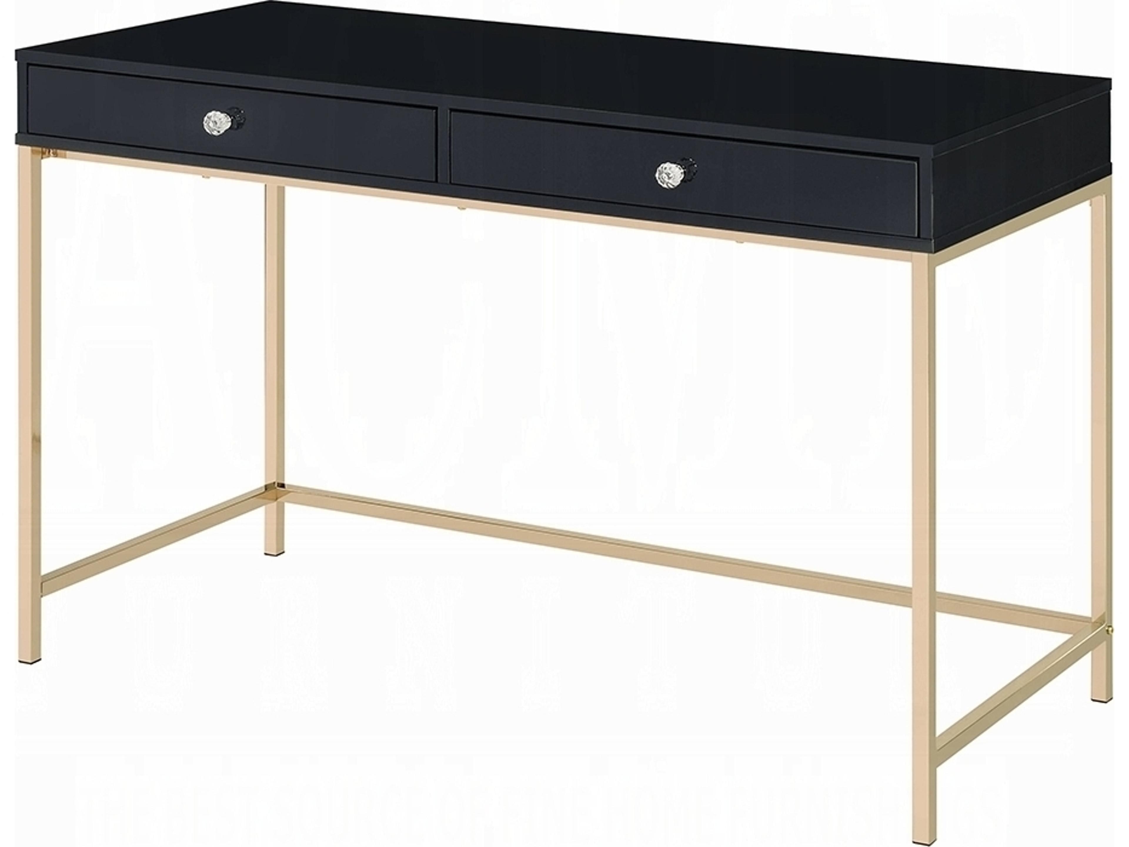 Ottey Black High Gloss Gold Writing Desk