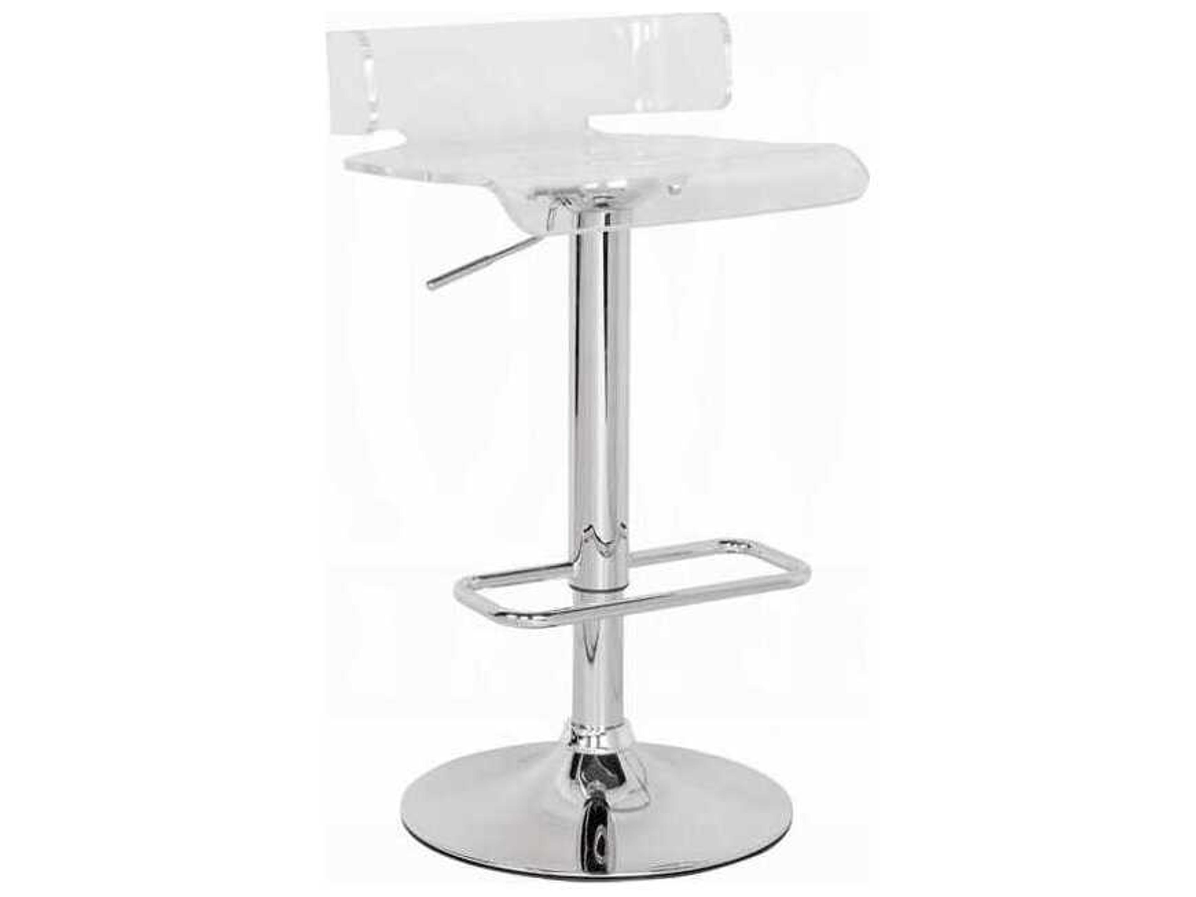 Rania Clear Chrome Adjustable Bar Stool