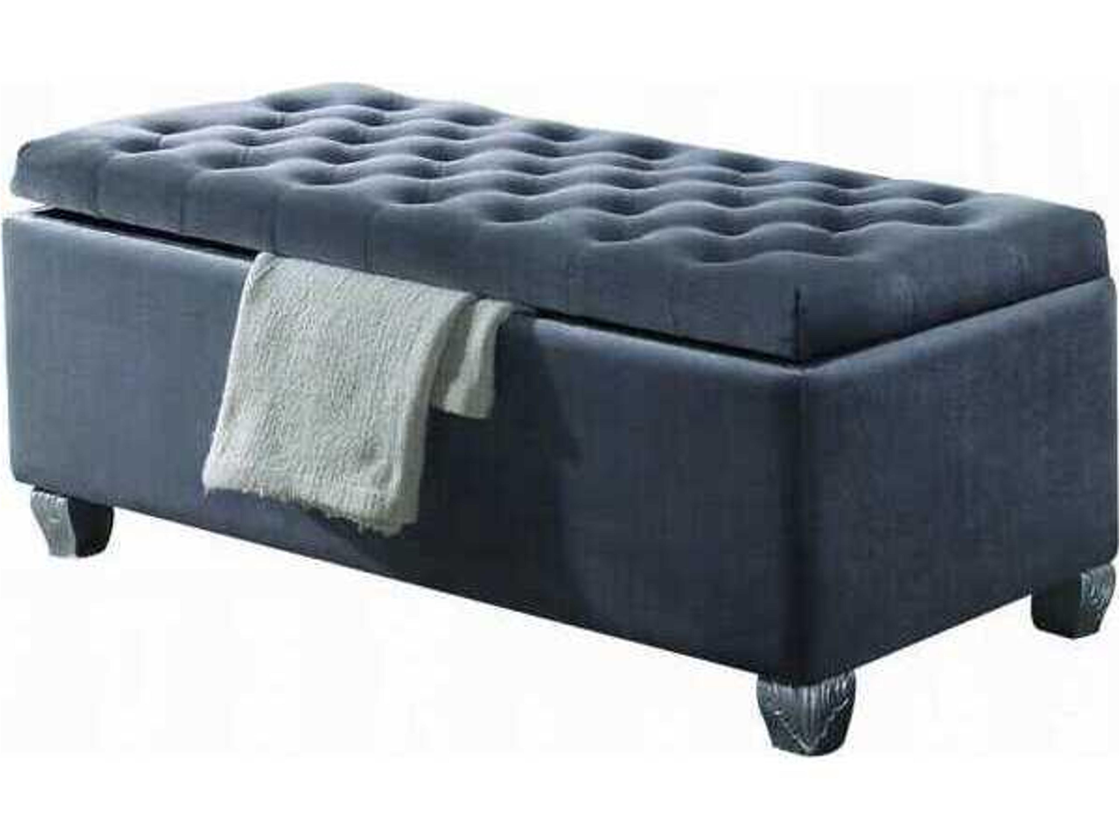 Acme Furniture Gray Fabric Upholstered Accent Bench