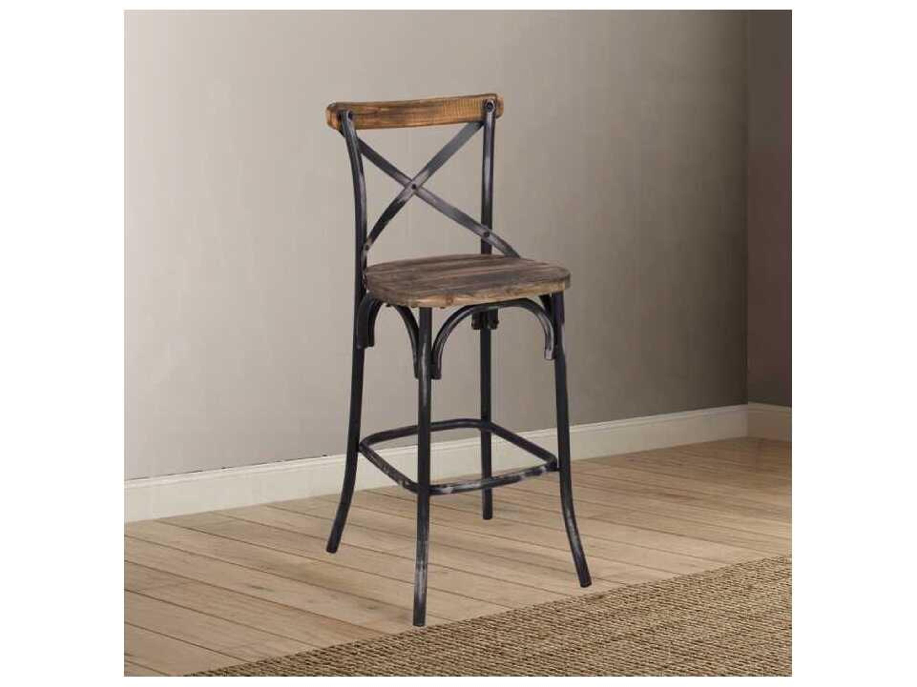 Acme Furniture Zaire Antique Black Oak Walnut Wood Bar Stool