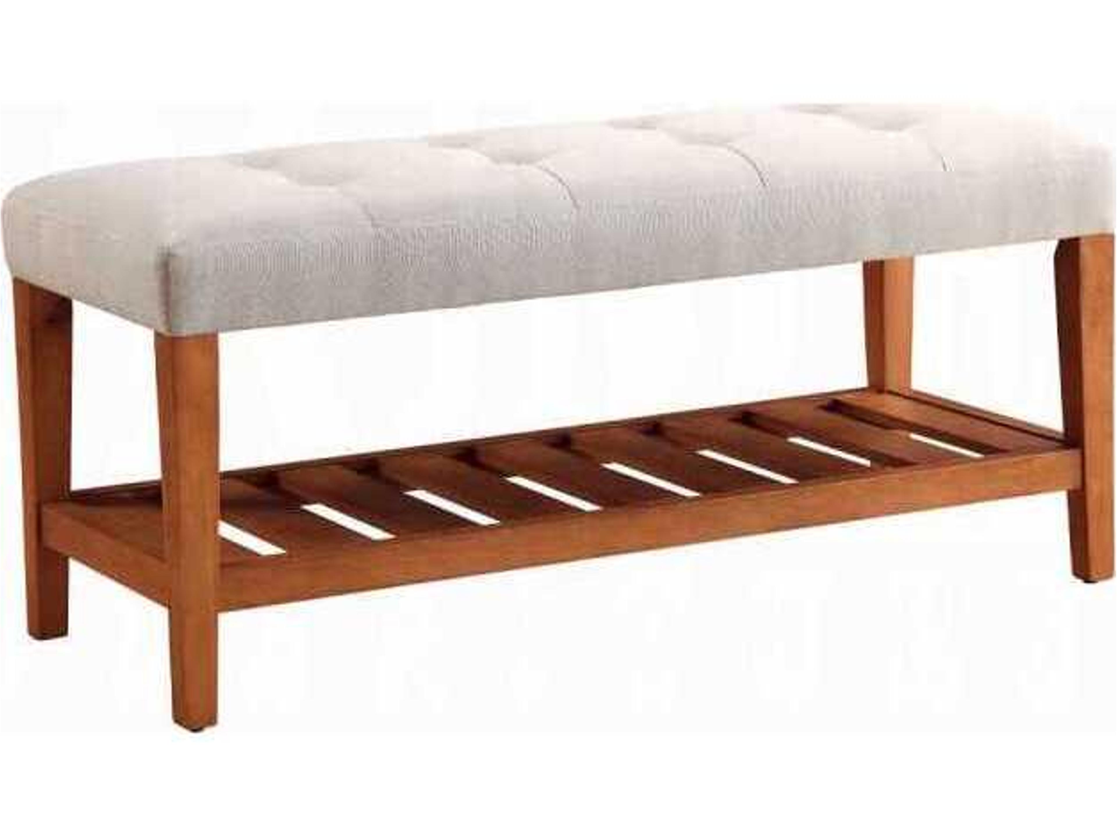 Charla Light Gray Oak Upholstered Accent Bench
