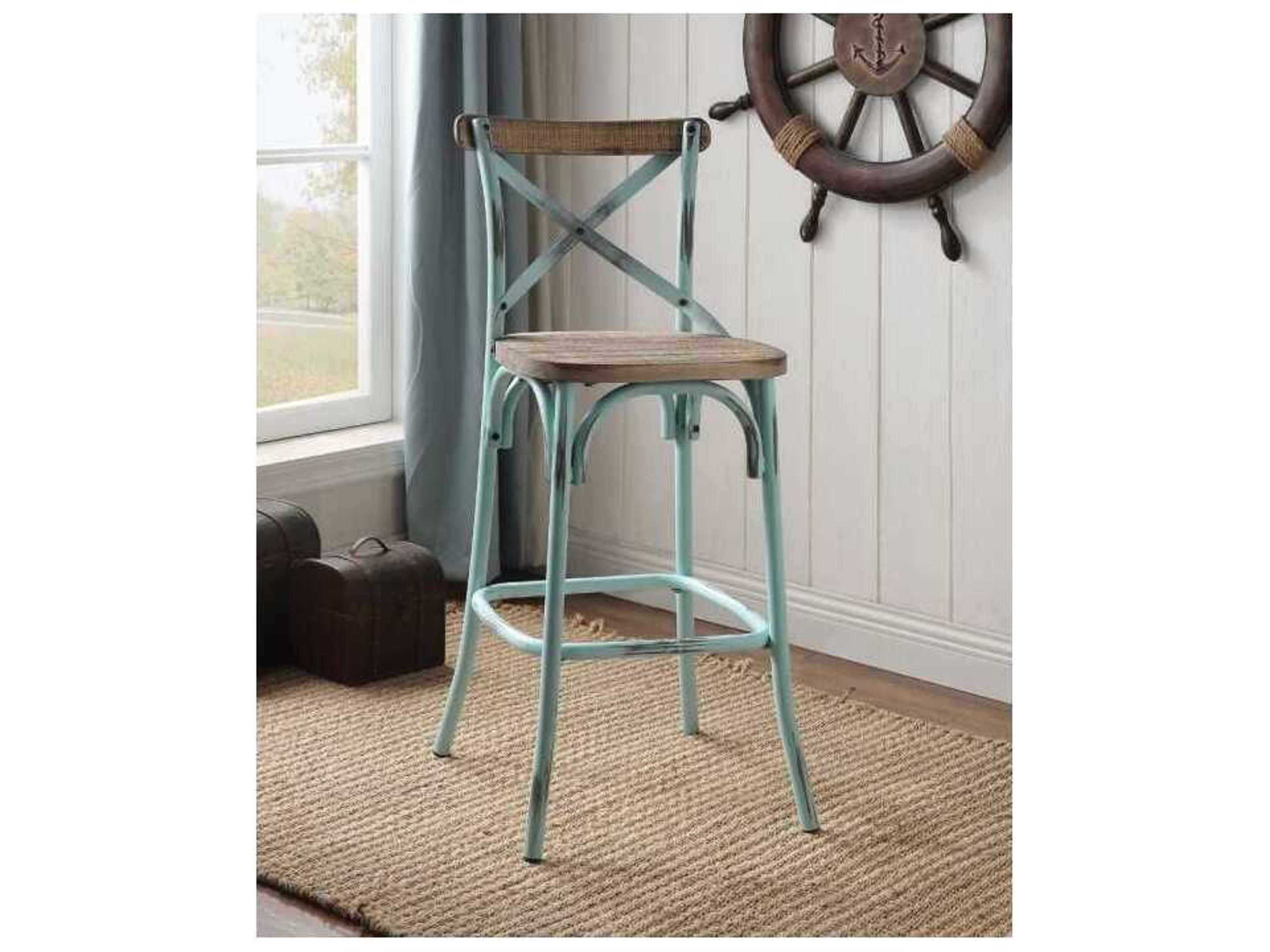 Acme Furniture Zaire Antique Sky Oak Walnut Wood Bar Stool