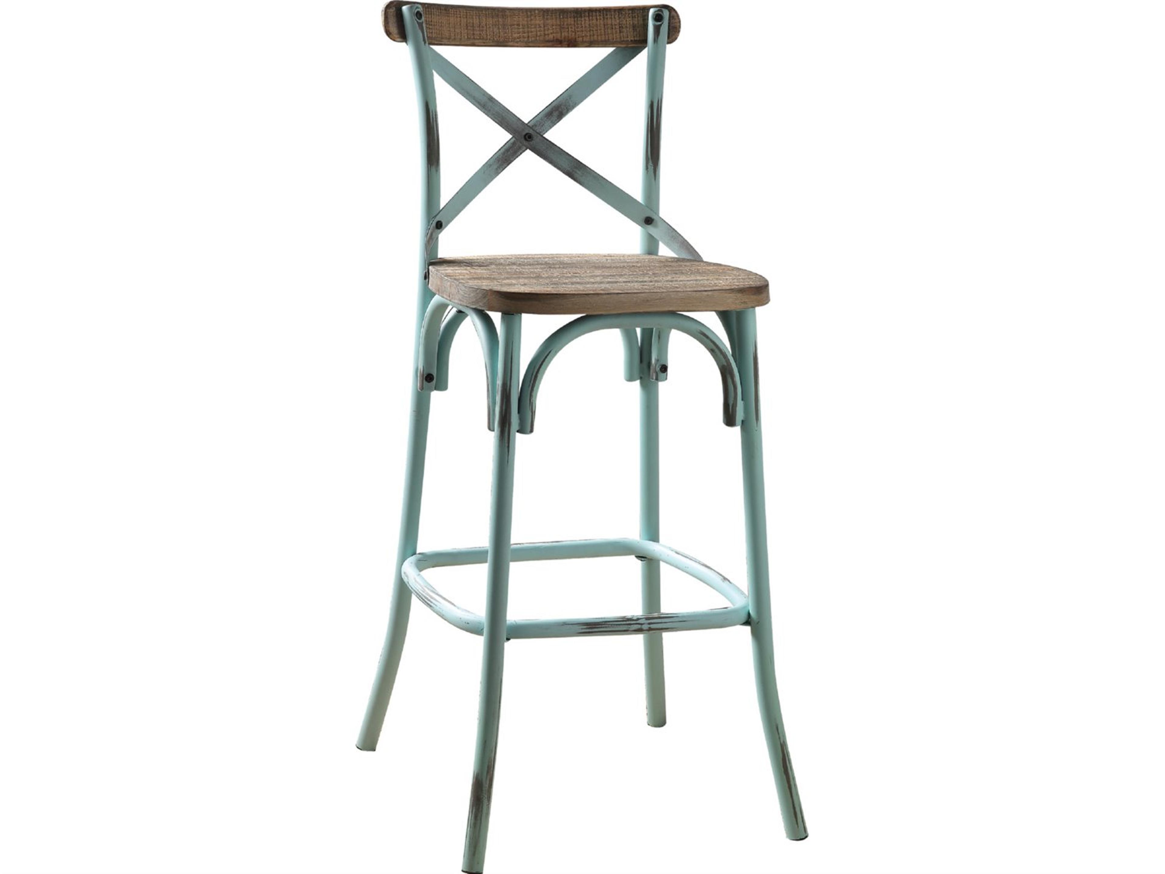 Acme Furniture Zaire Antique Sky Oak Walnut Wood Bar Stool