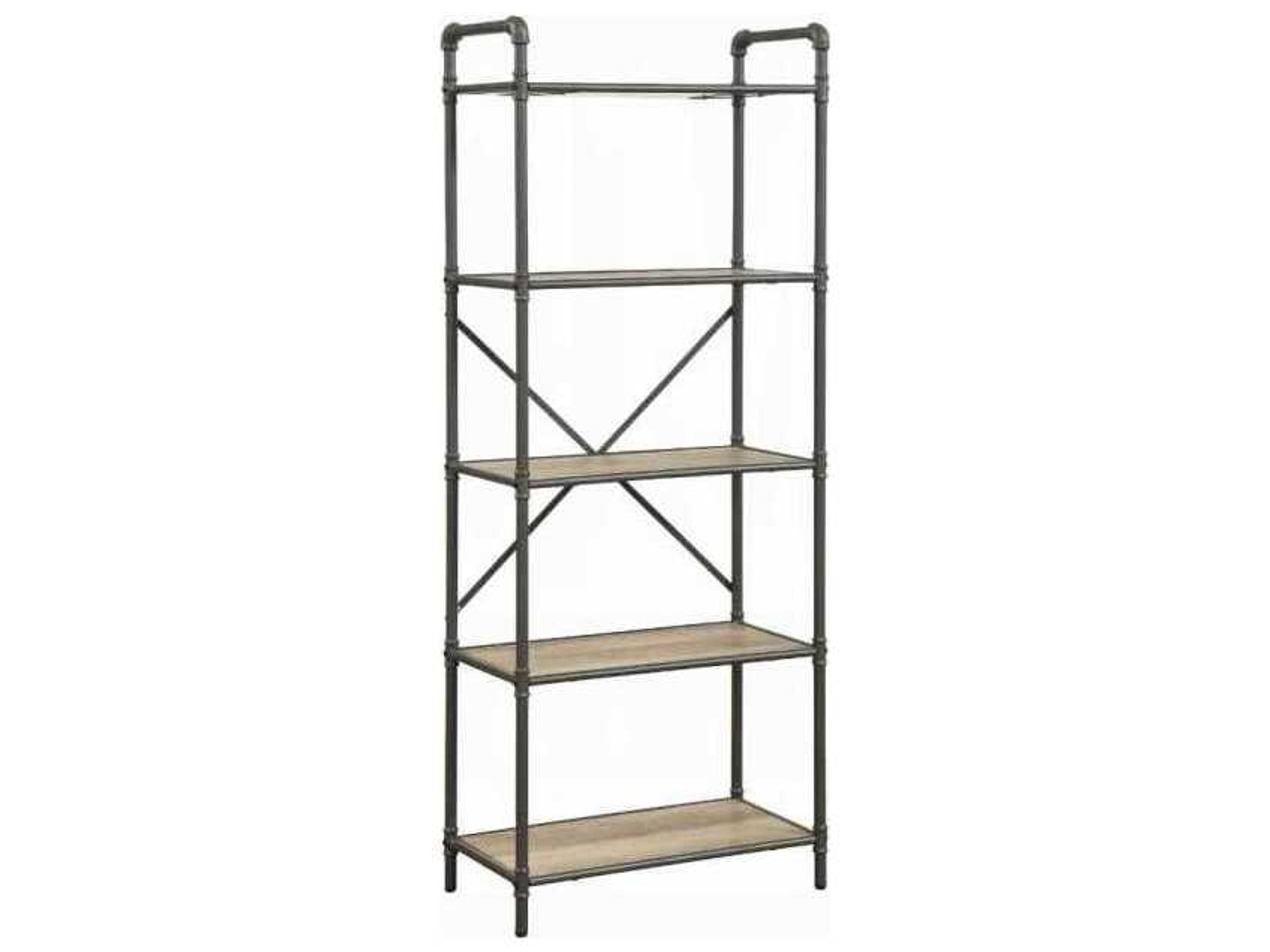 Itzel Antique Oak Sandy Gray Bookcase