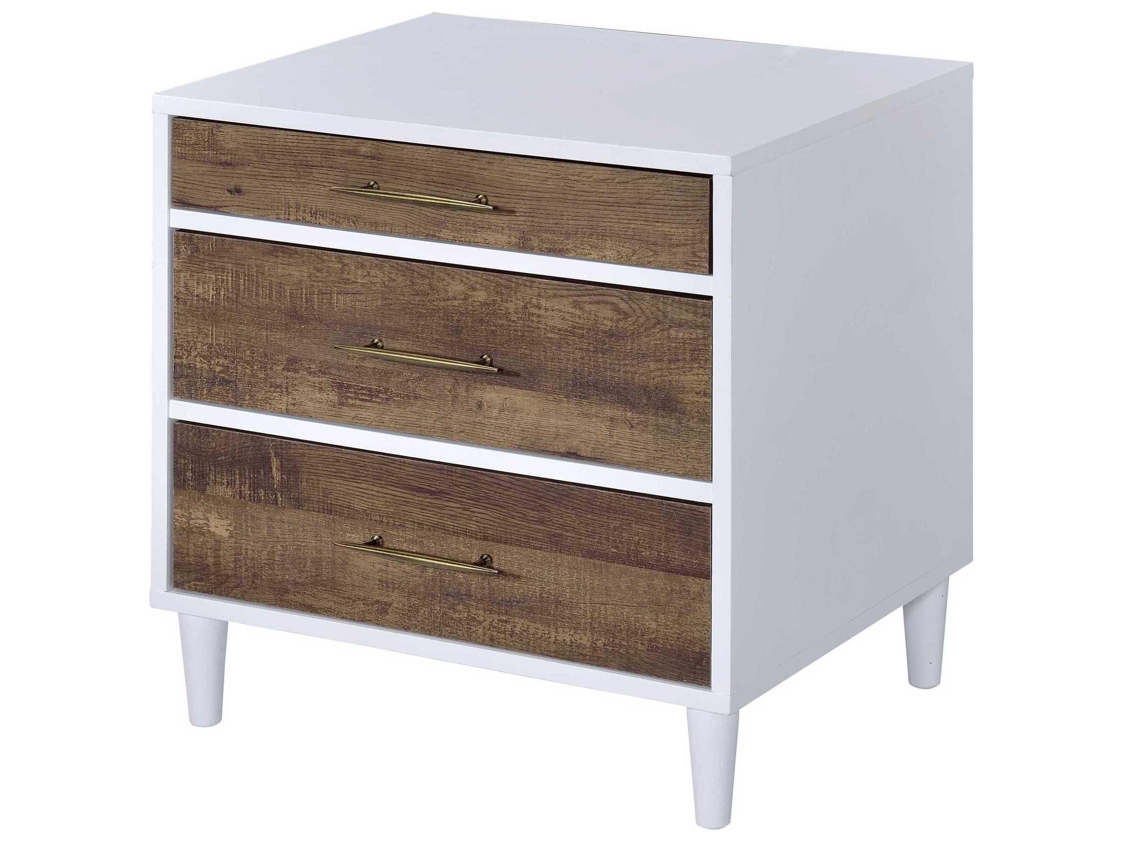 3-Drawers Rubberwood Nightstand